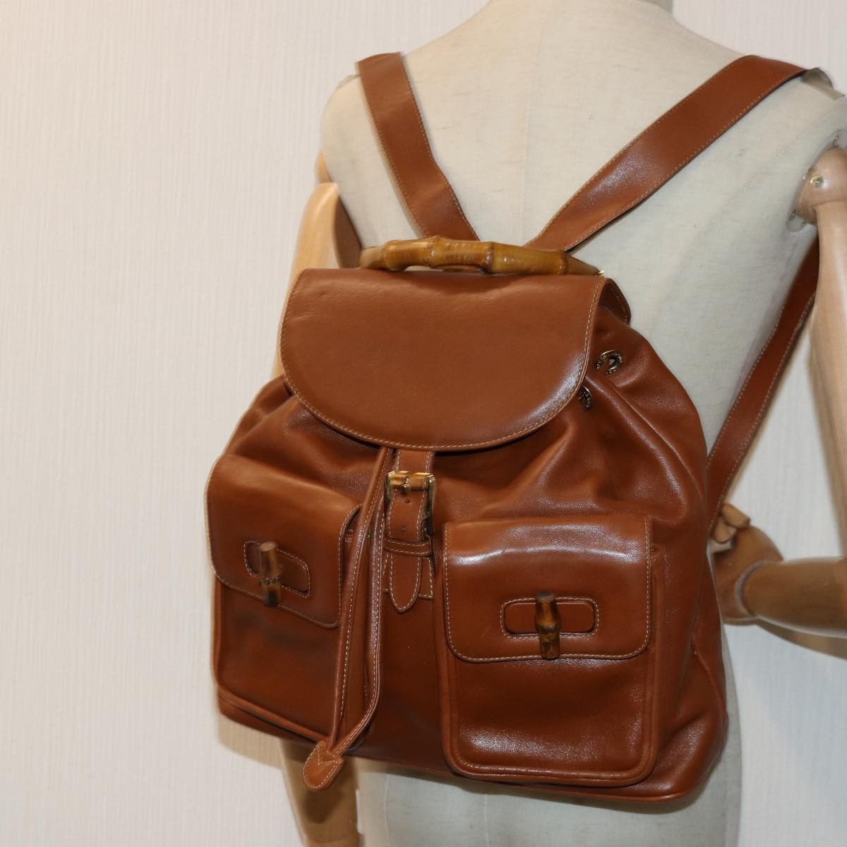 Gucci Bamboo Brown Leather Backpack Bag (Pre-Owned) Size ONE SIZE - 8 Thumbnail