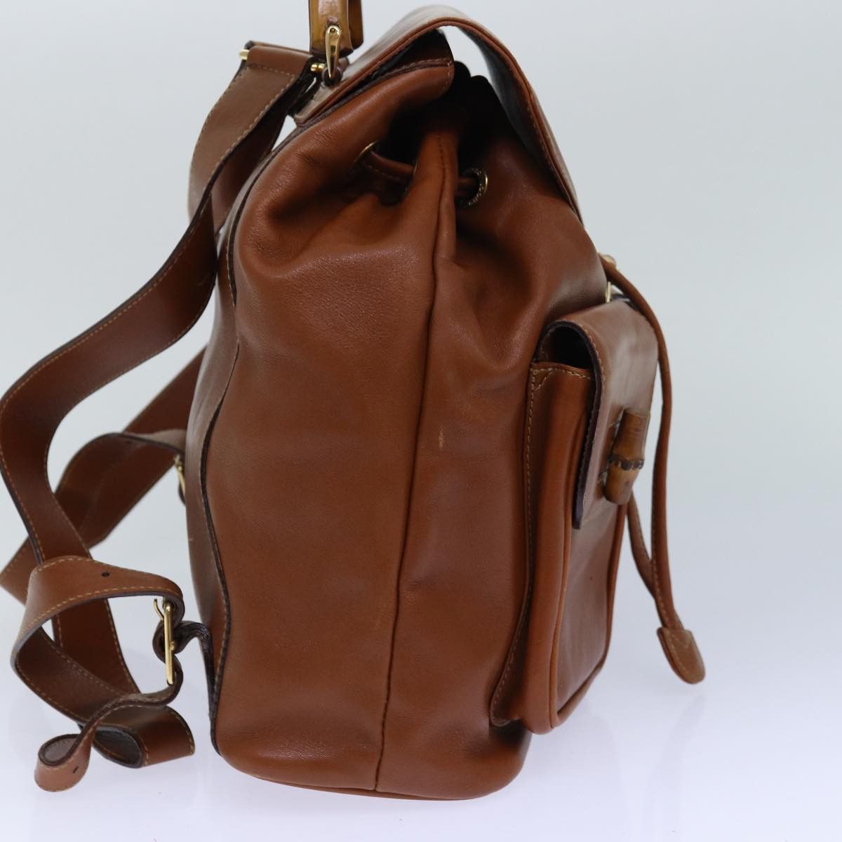 Gucci Bamboo Brown Leather Backpack Bag (Pre-Owned) Size ONE SIZE - 11 Thumbnail