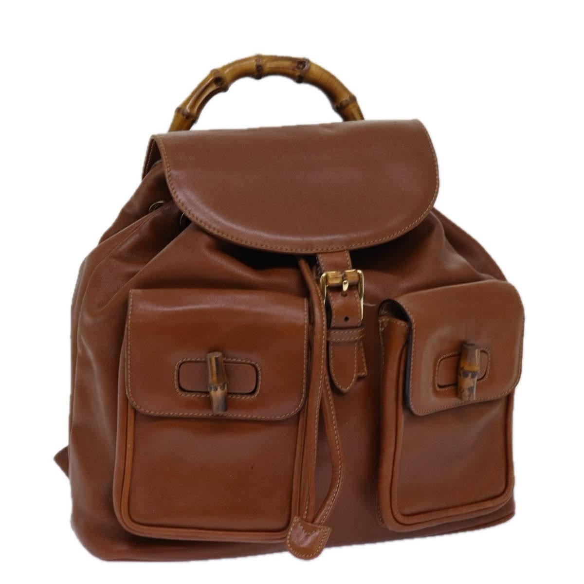 Gucci Bamboo Brown Leather Backpack Bag (Pre-Owned) Size ONE SIZE - 16 Thumbnail