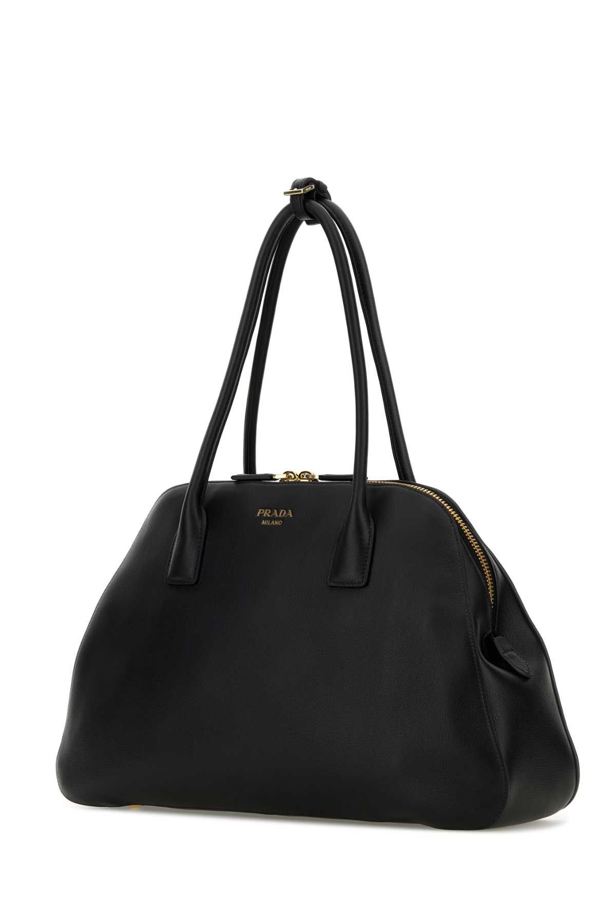 Prada Black Leather Medium Shopping Bag Size ONE SIZE - 2 Thumbnail
