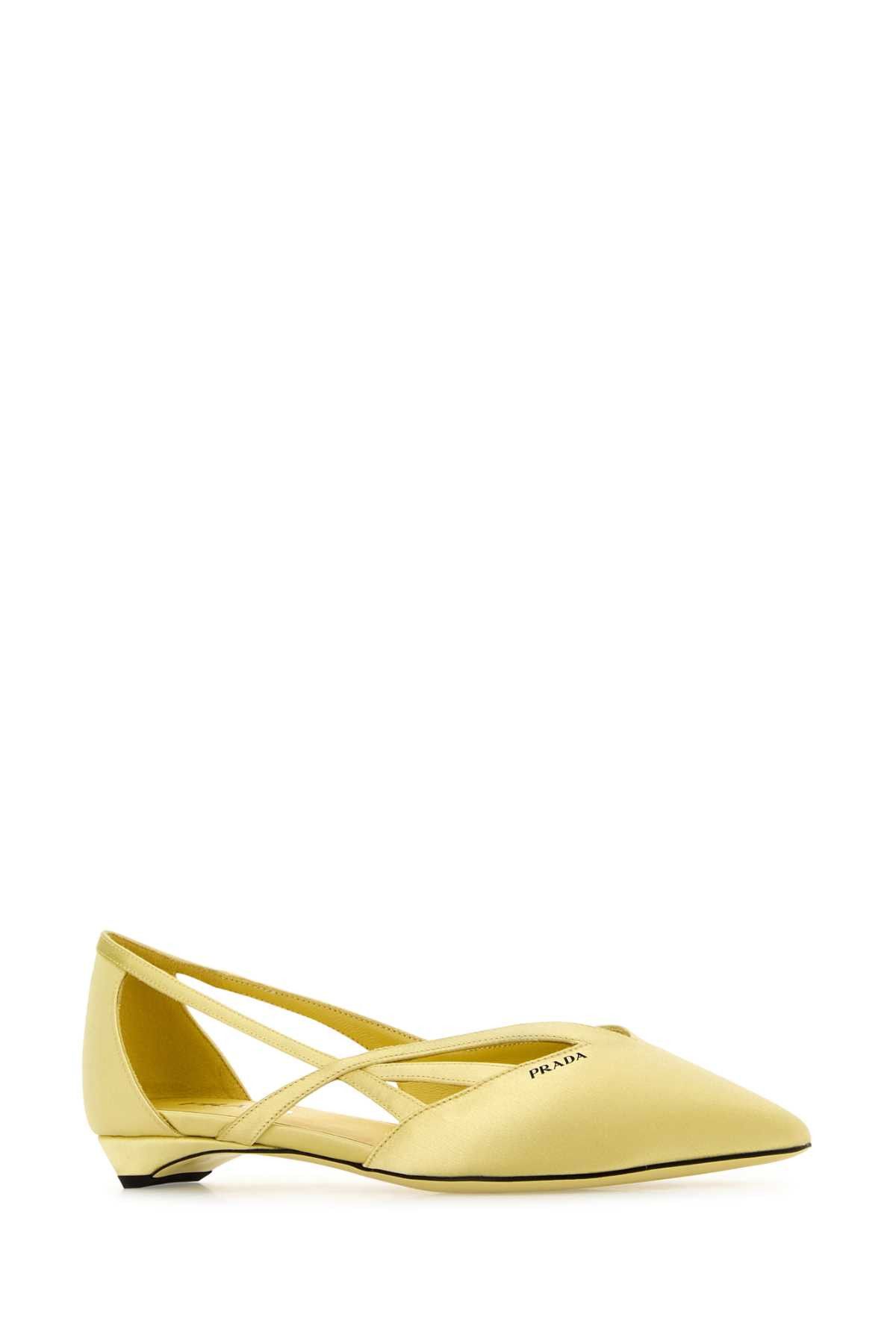 Prada Pastel Yellow Satin Ballerinas Size US 8 / IT 38 - 2 Thumbnail