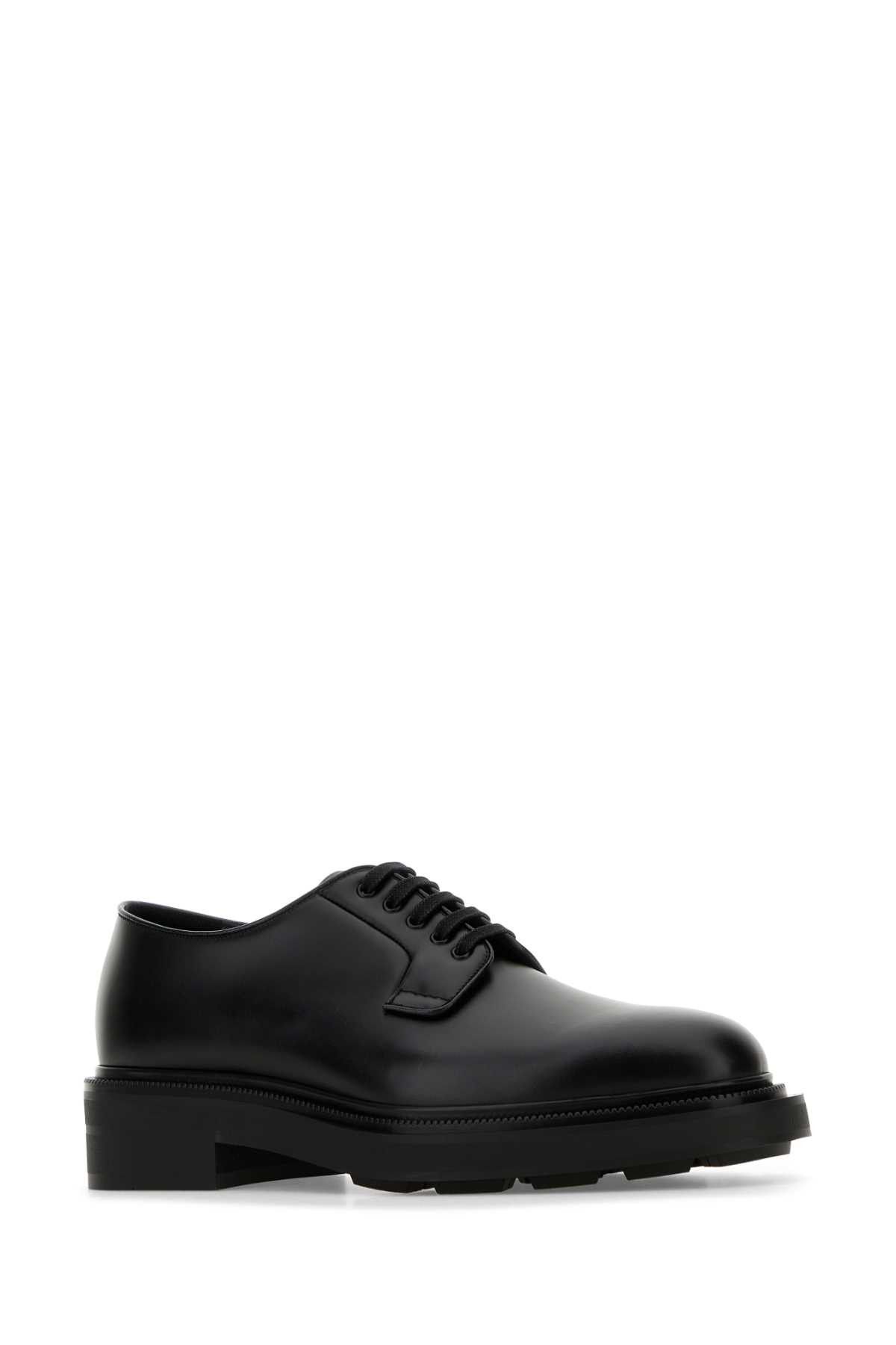 Black Leather Lace-Up Shoes