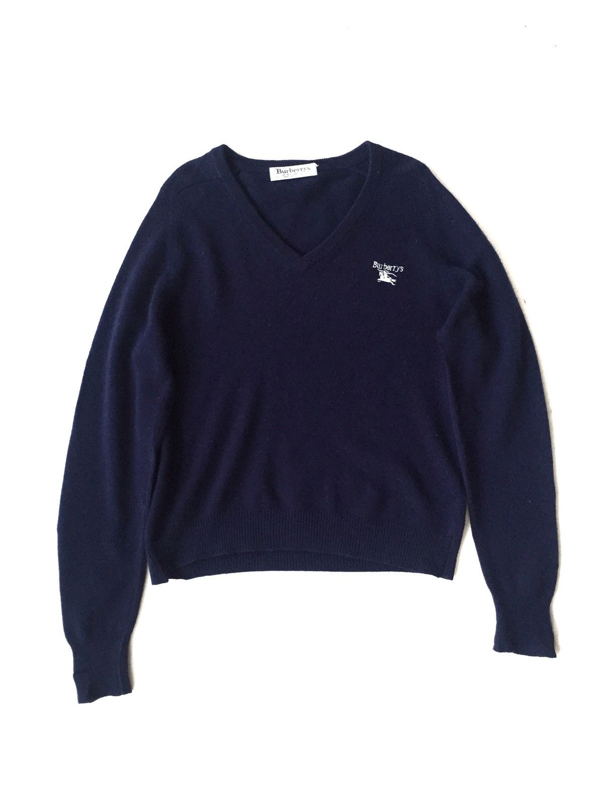 Burberry Vintage Burberrys ™️ Logo Pure Lambswool Navy Jumper Size US L / EU 52-54 / 3 - 2 Thumbnail