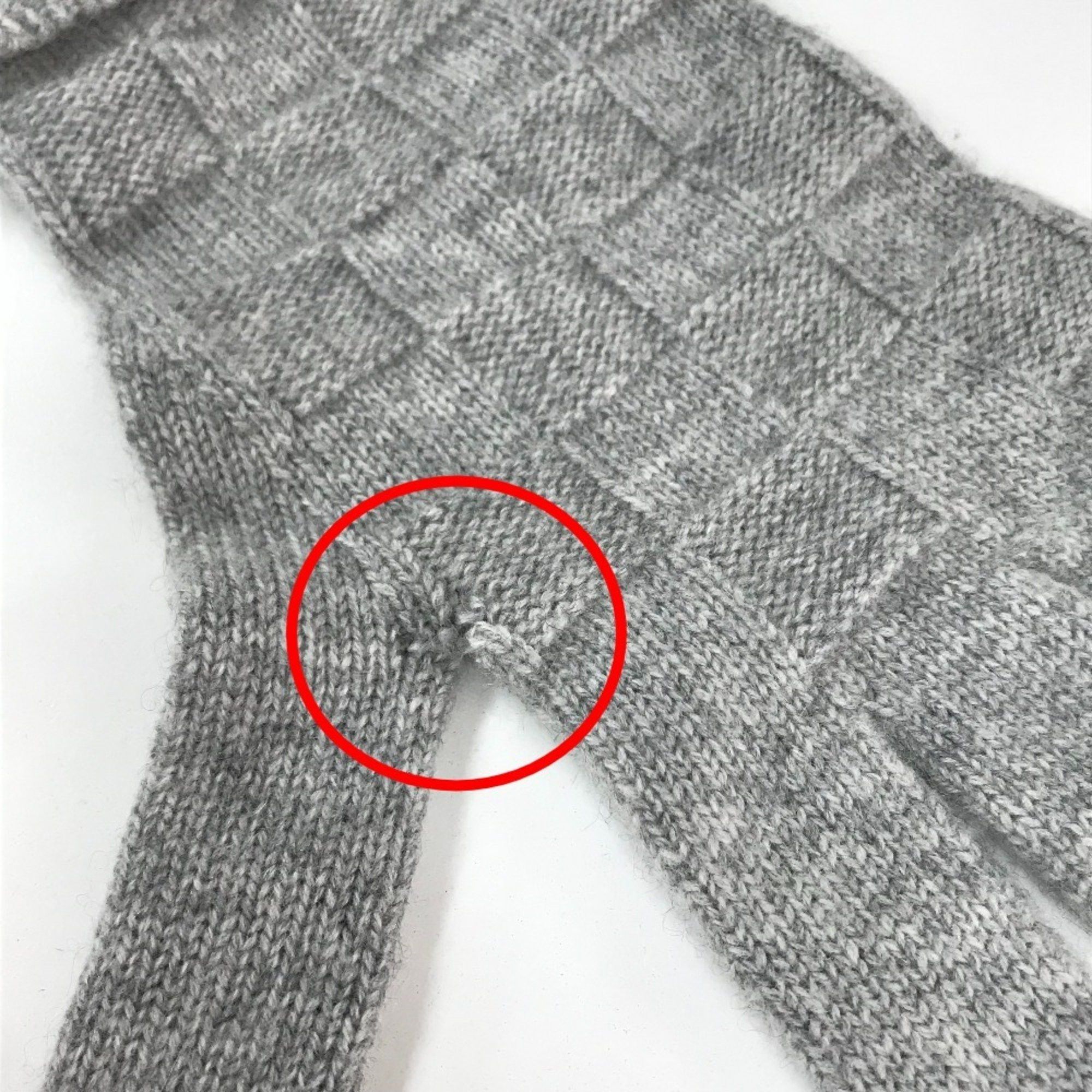 Louis Vuitton LOUIS VUITTON M72679 Damier Leather Patch Gon Helsinki Gloves ada Cashmere Men's Grey Size ONE SIZE - 4 Thumbnail