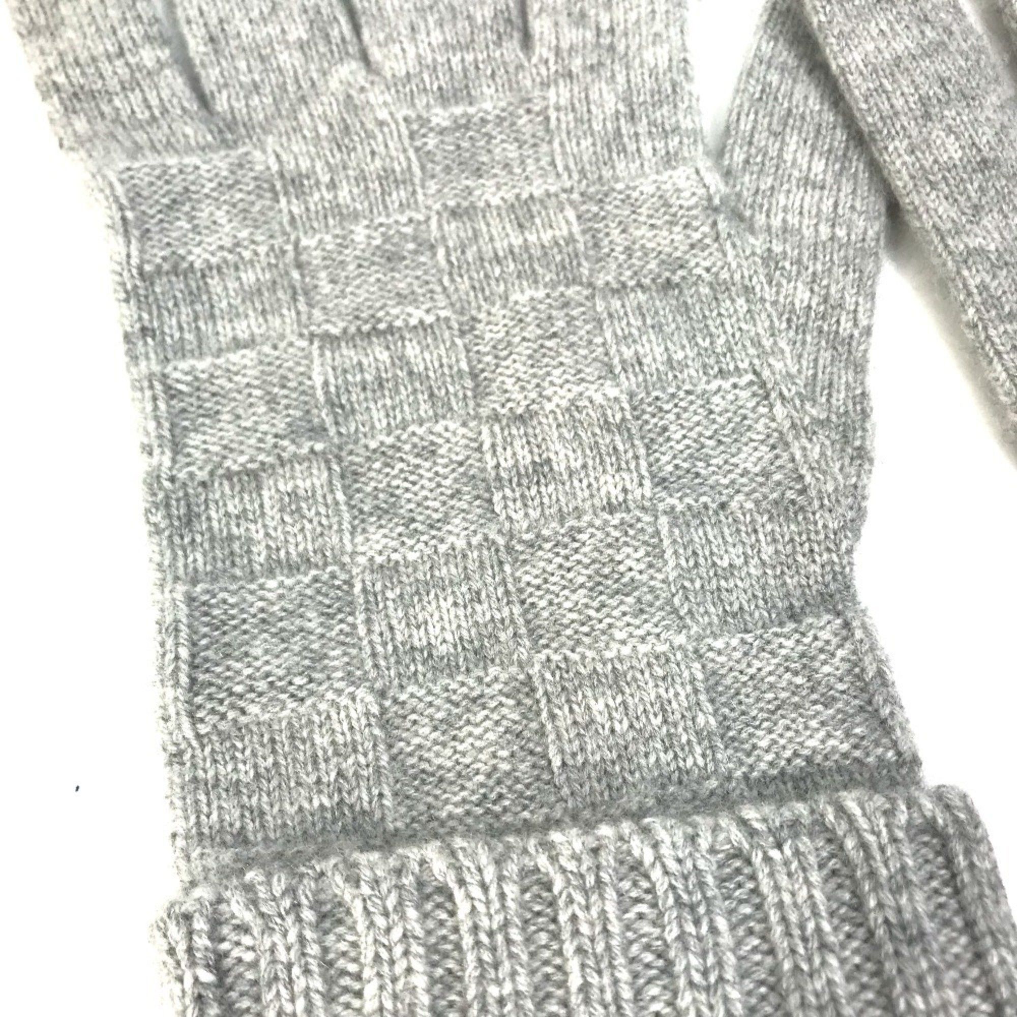 Louis Vuitton LOUIS VUITTON M72679 Damier Leather Patch Gon Helsinki Gloves ada Cashmere Men's Grey Size ONE SIZE - 7 Thumbnail