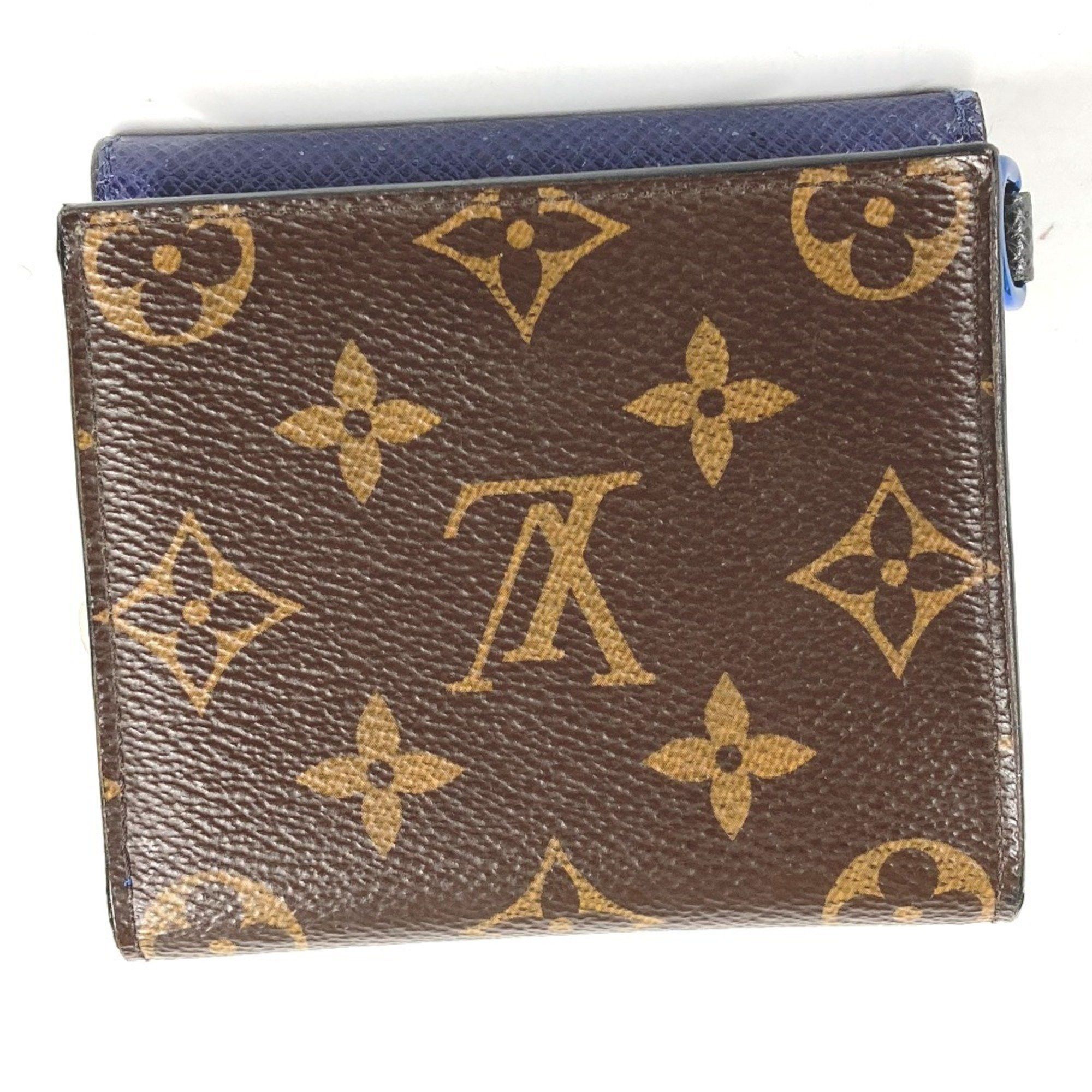 Louis Vuitton LOUIS VUITTON M63041 Monogram & Taiga Compact Wallet Bi-fold Canvas Men's Brown Size ONE SIZE - 2 Thumbnail