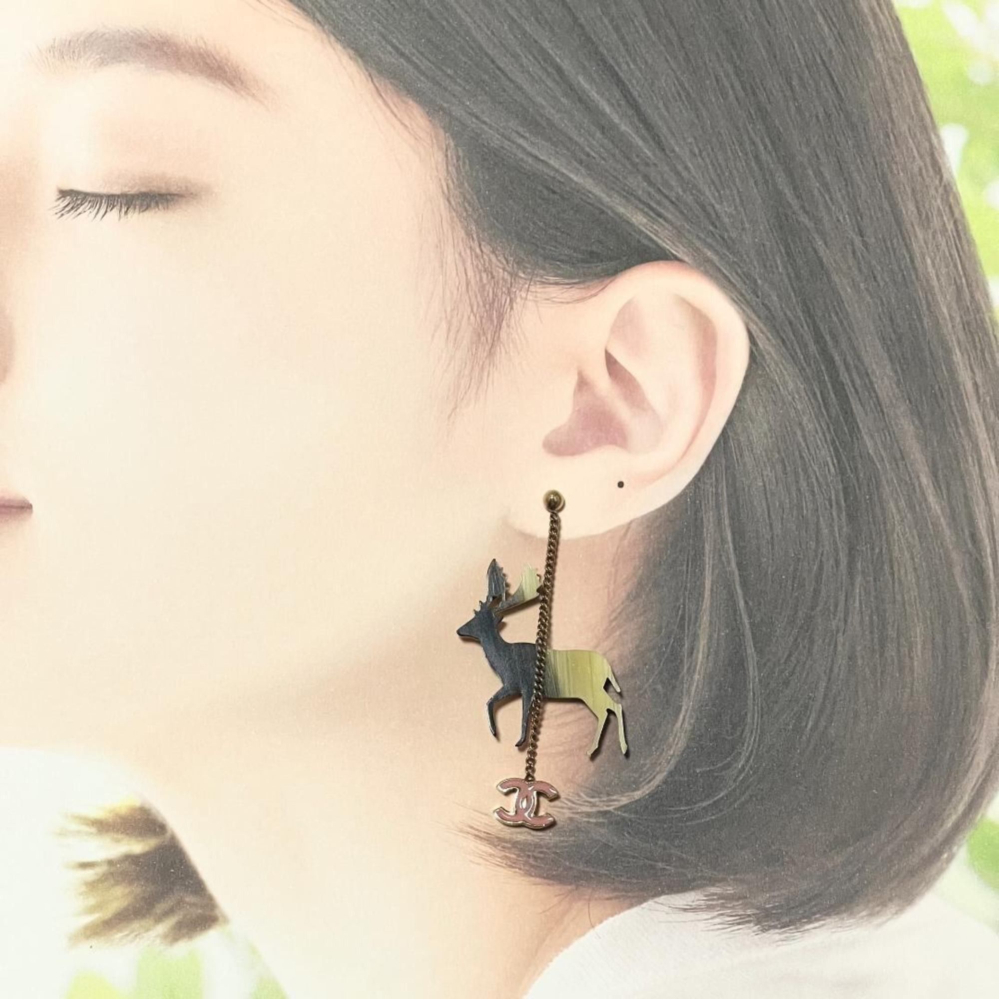 Chanel CHANEL Women's Chain Drop Earrings Reindeer Size ONE SIZE - 9 Thumbnail
