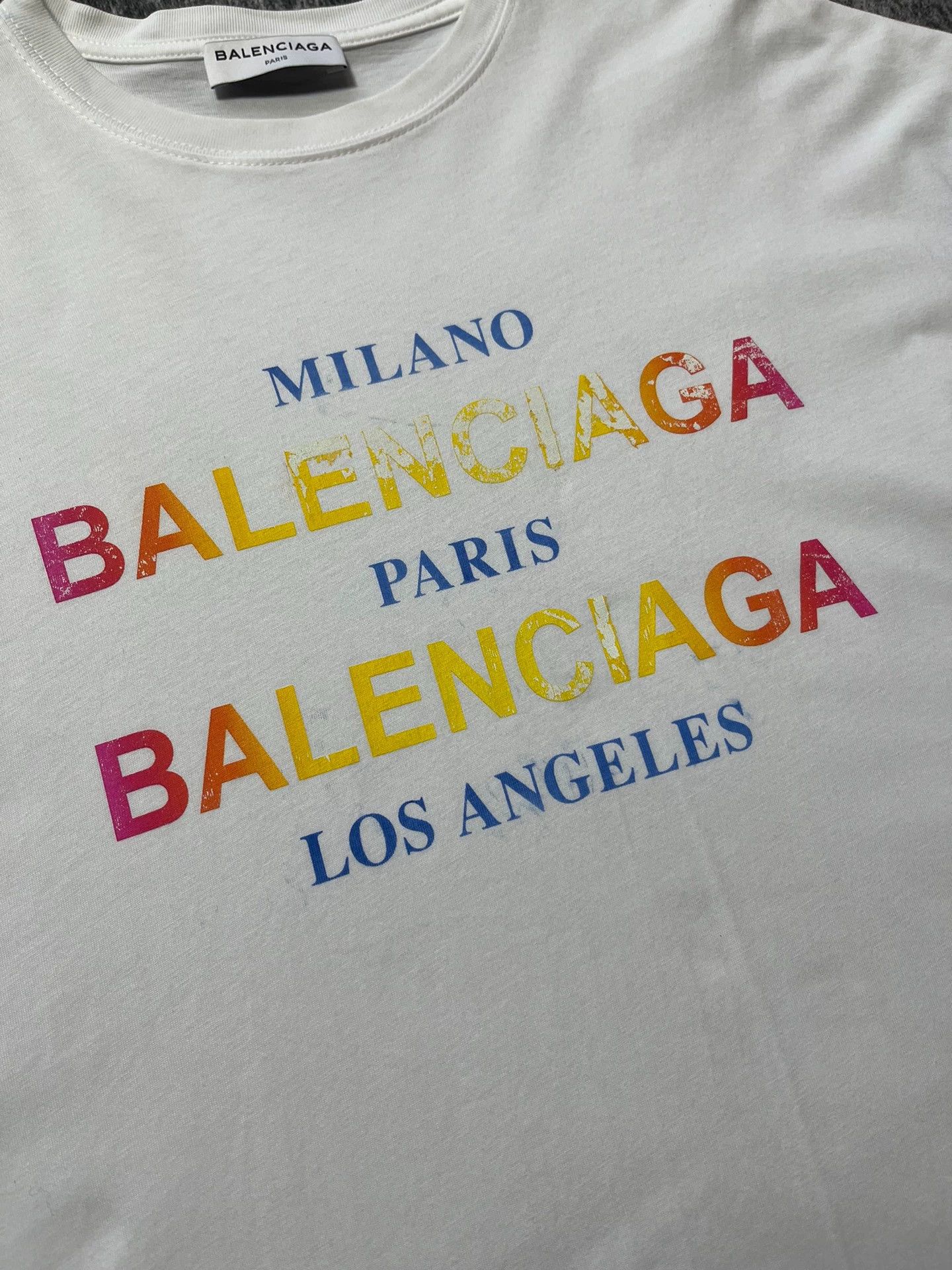 Balenciaga Balenciaga white rainbow logo short sleeved shirt Size US XS / EU 42 / 0 - 3 Thumbnail