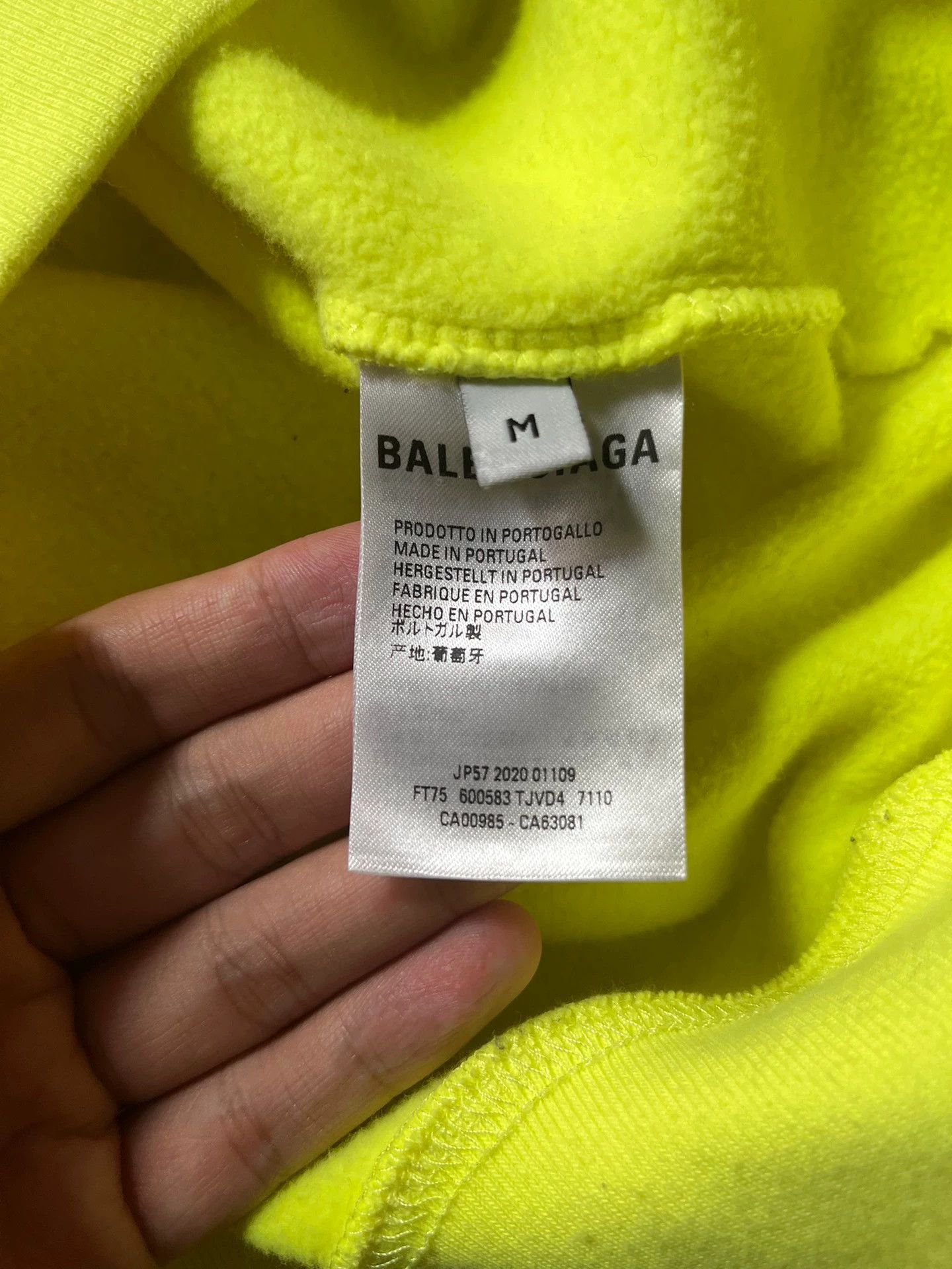 Balenciaga Balenciaga Fluorescent Yellow Cola Wave Hoodie Drawstring Hoodie Size US M / EU 48-50 / 2 - 6 Thumbnail