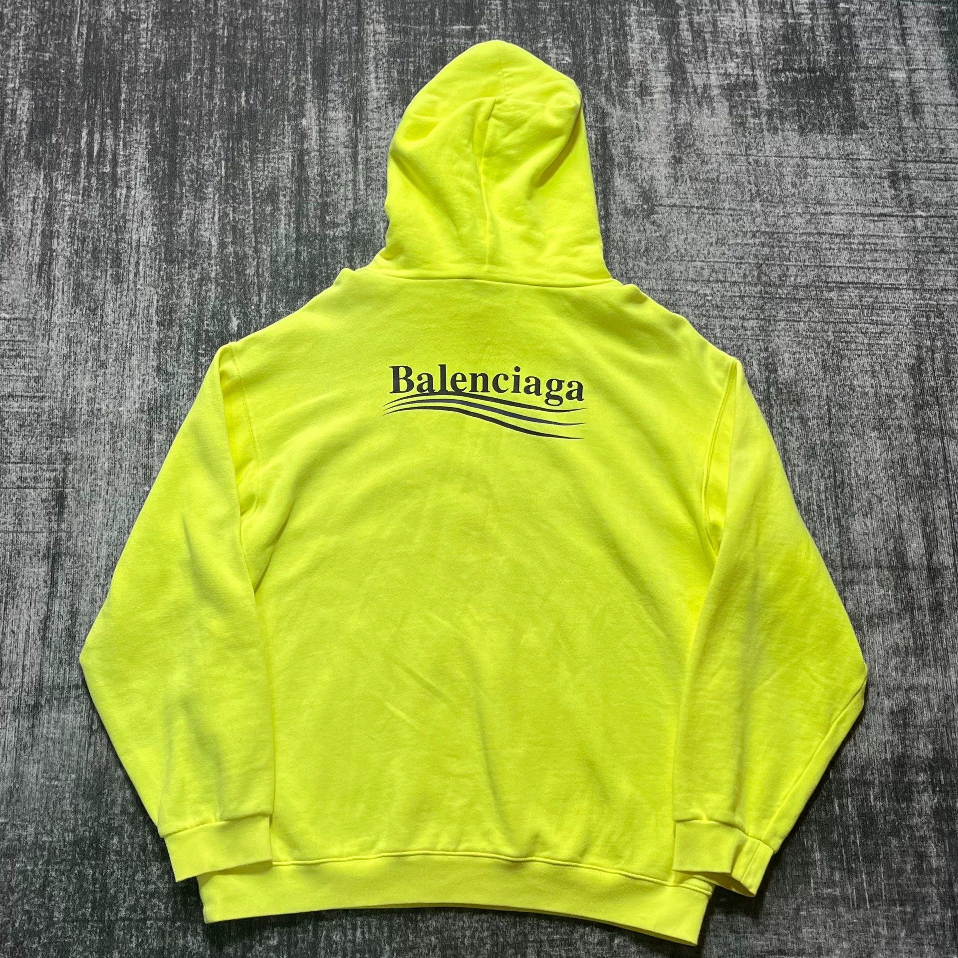 Balenciaga Balenciaga Fluorescent Yellow Cola Wave Hoodie Drawstring Hoodie Size US M / EU 48-50 / 2 - 2 Thumbnail