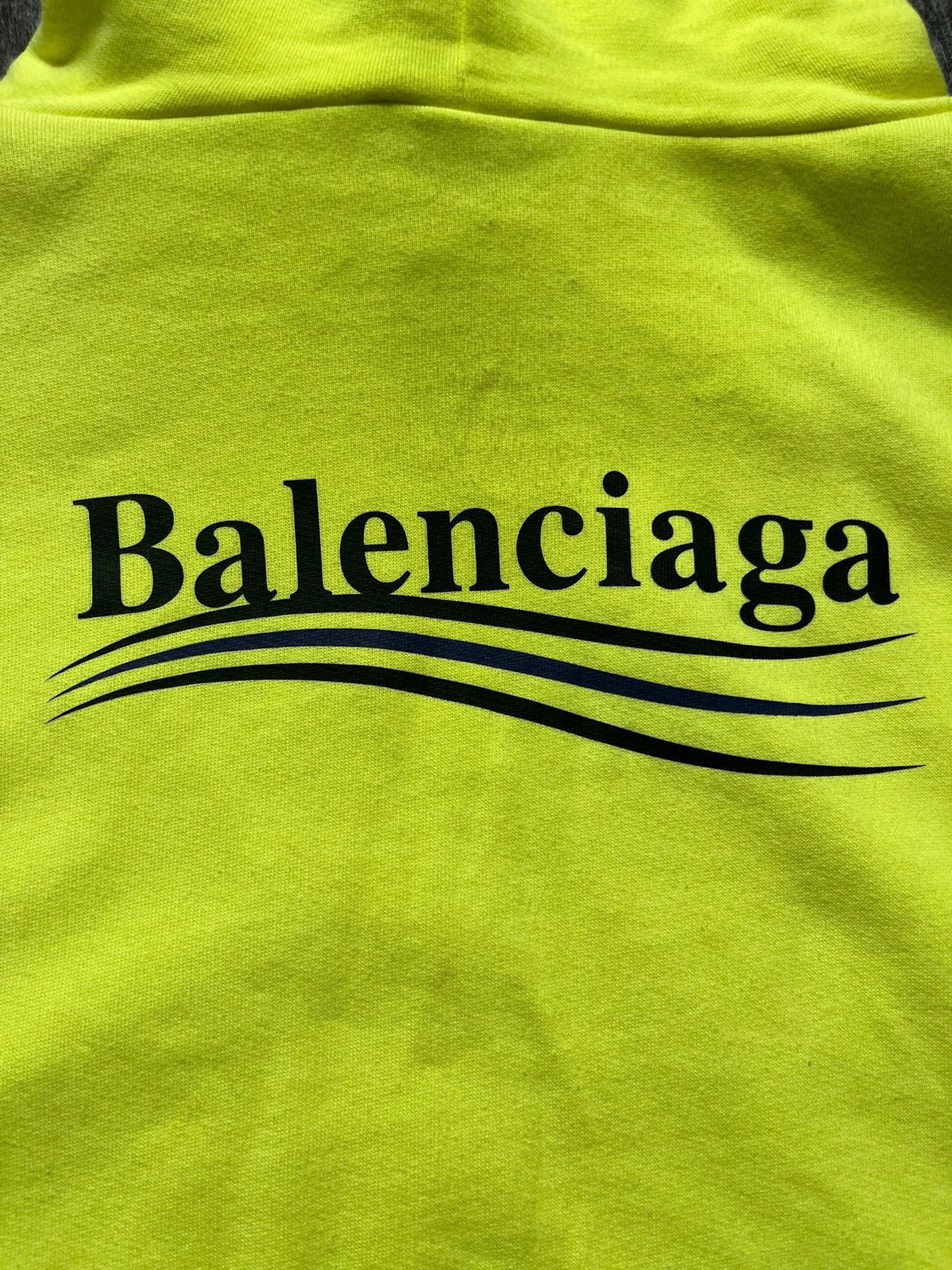 Balenciaga Balenciaga Fluorescent Yellow Cola Wave Hoodie Drawstring Hoodie Size US M / EU 48-50 / 2 - 4 Thumbnail