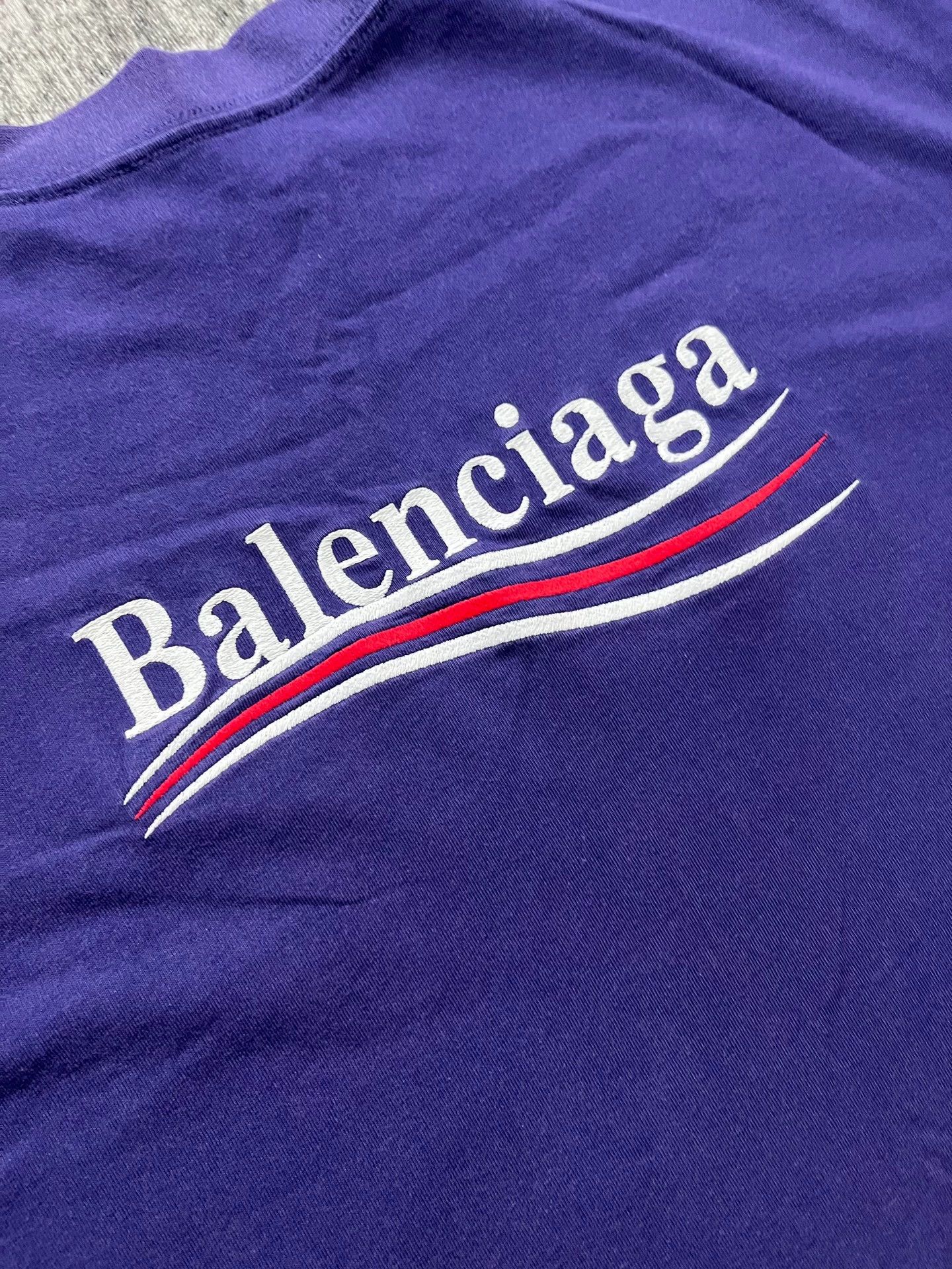 Balenciaga Balenciaga Purple Embroidered Wave Cola Short sleeved T-shirt Size US XS / EU 42 / 0 - 4 Thumbnail