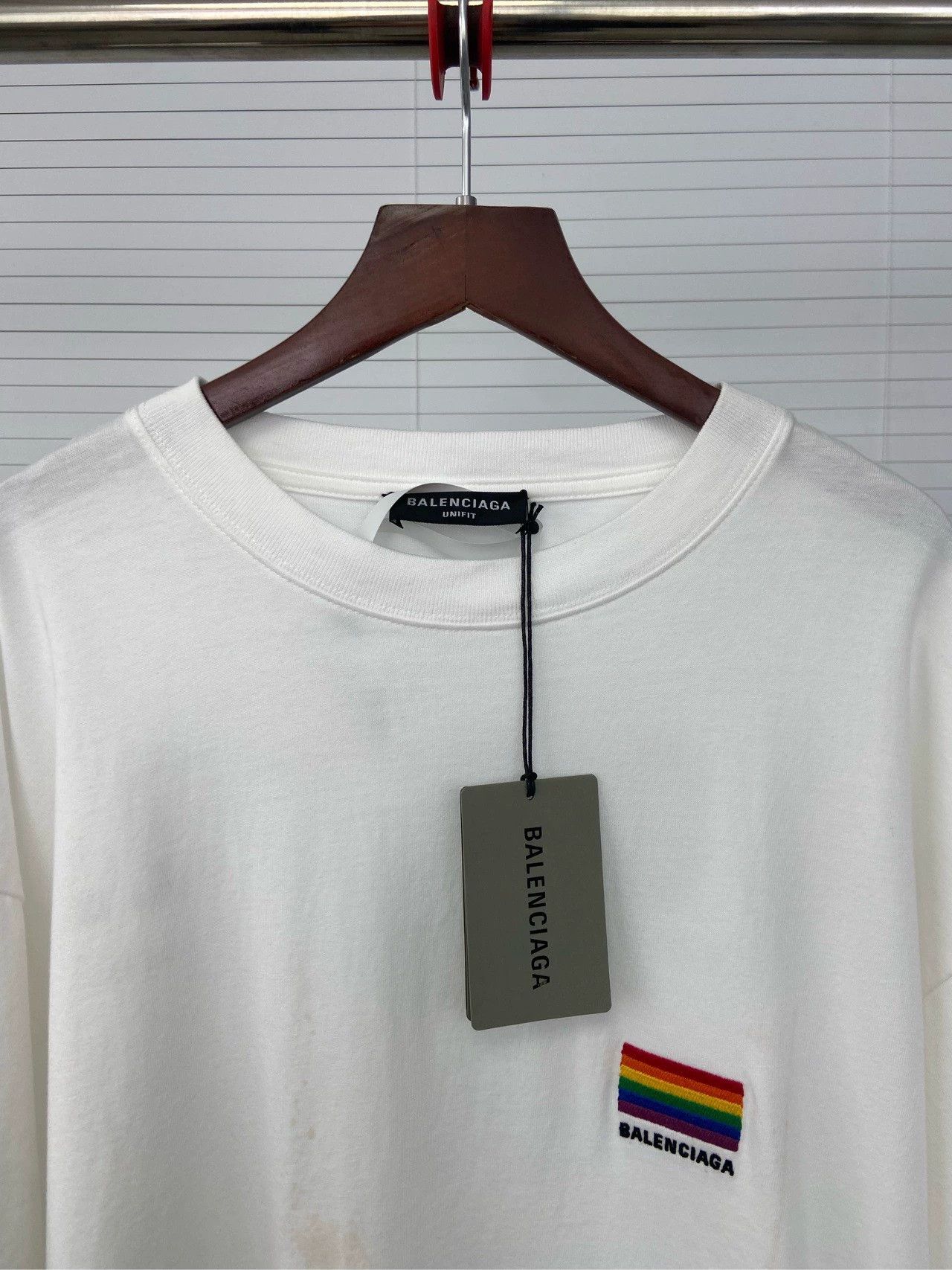 Balenciaga Balenciaga colorful national flag embroidered logo with white letters on the back short sleeved shirt Size US XS / EU 42 / 0 - 4 Thumbnail