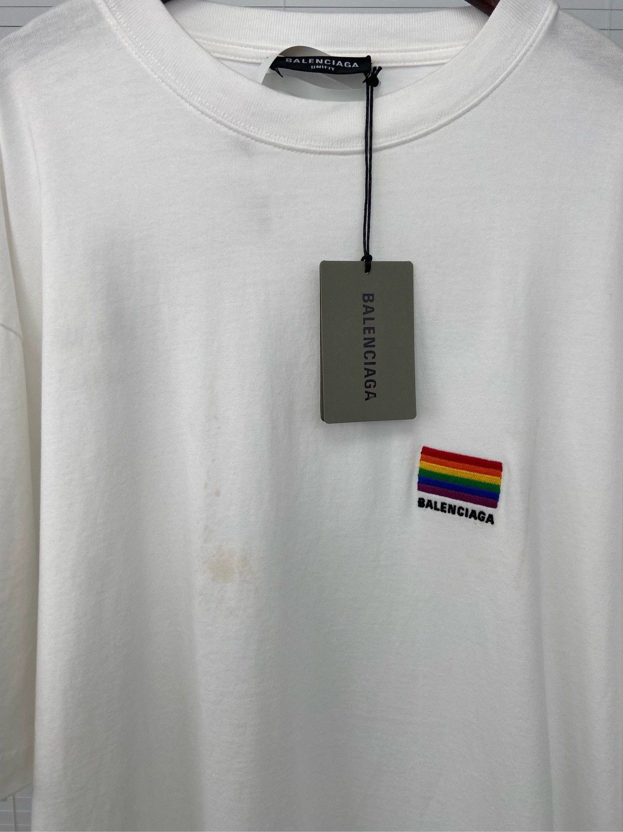 Balenciaga Balenciaga colorful national flag embroidered logo with white letters on the back short sleeved shirt Size US XS / EU 42 / 0 - 5 Thumbnail