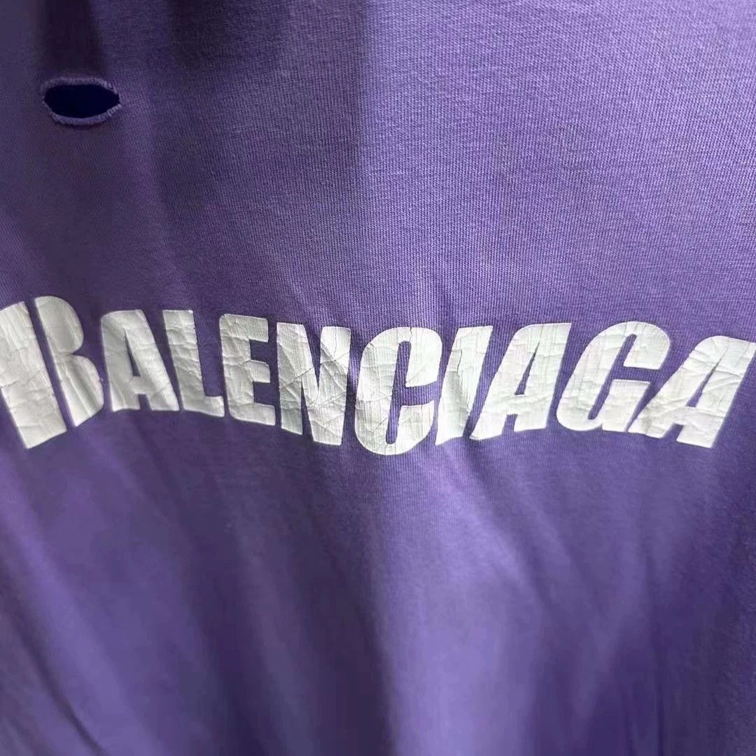 Balenciaga Balenciaga Purple Destruction Short Sleeve Size US L / EU 52-54 / 3 - 3 Thumbnail