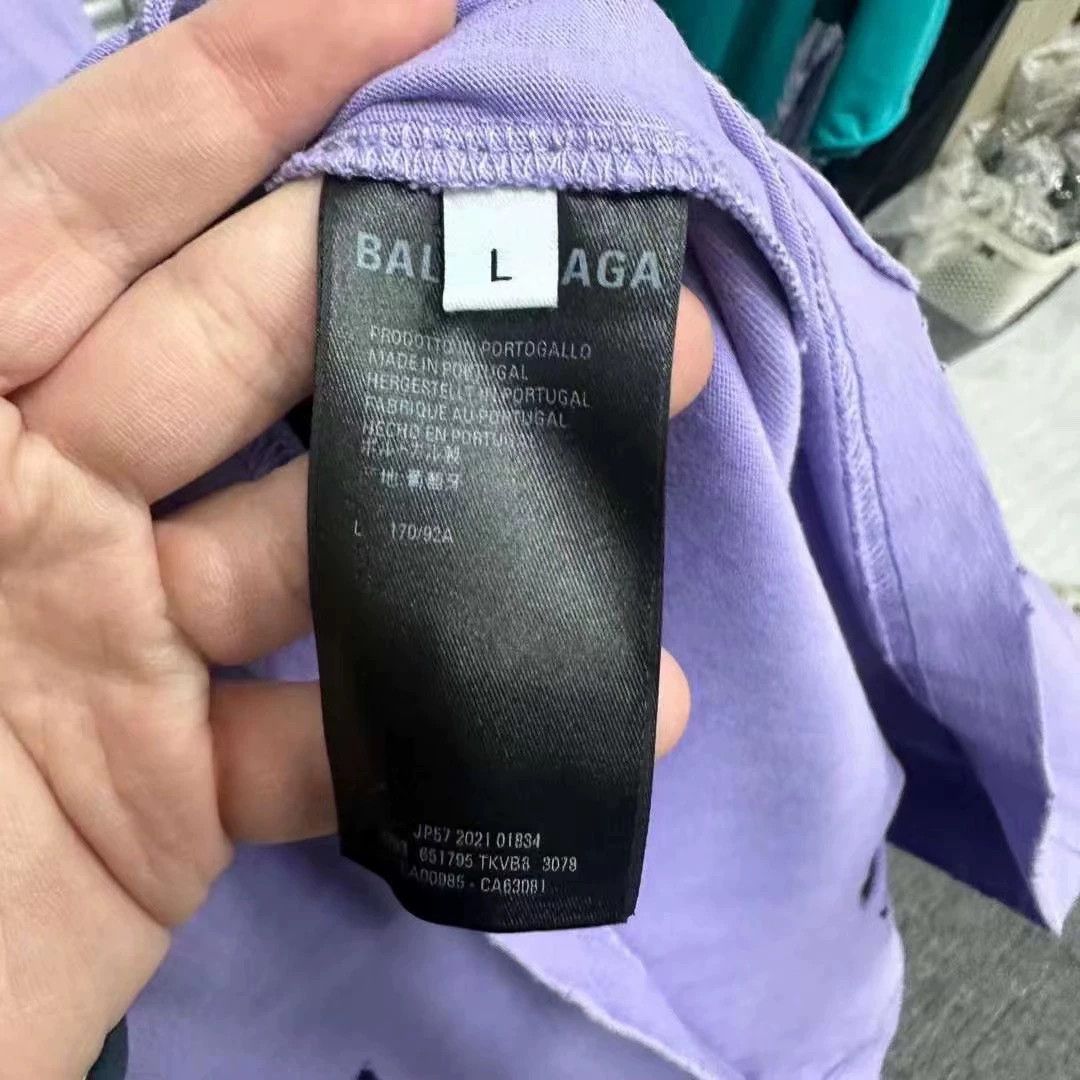 Balenciaga Balenciaga Purple Destruction Short Sleeve Size US L / EU 52-54 / 3 - 4 Thumbnail