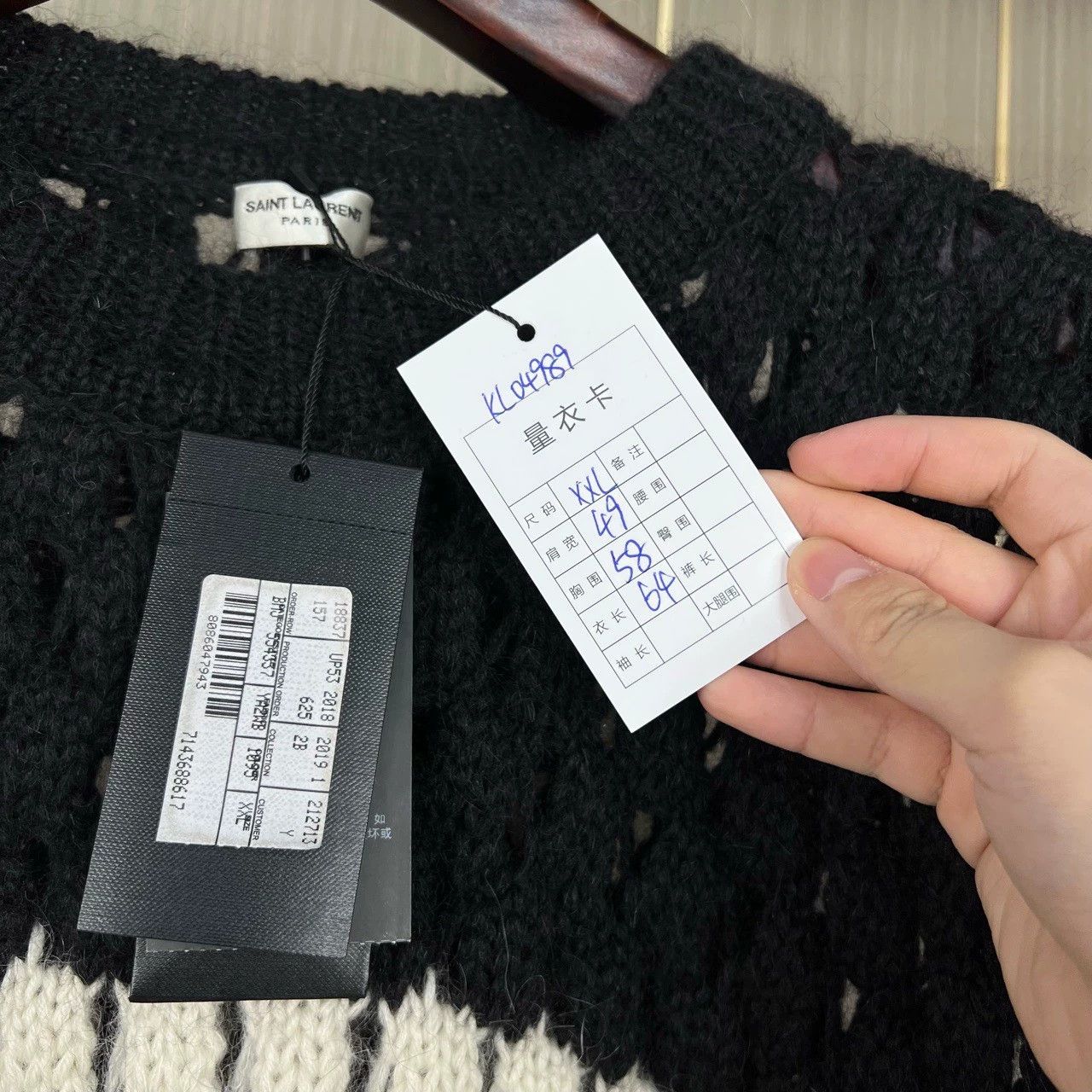 Saint Laurent Paris Saint Laurent Paris Black and white striped hollow sweater Size US XXL / EU 58 / 5 - 6 Thumbnail