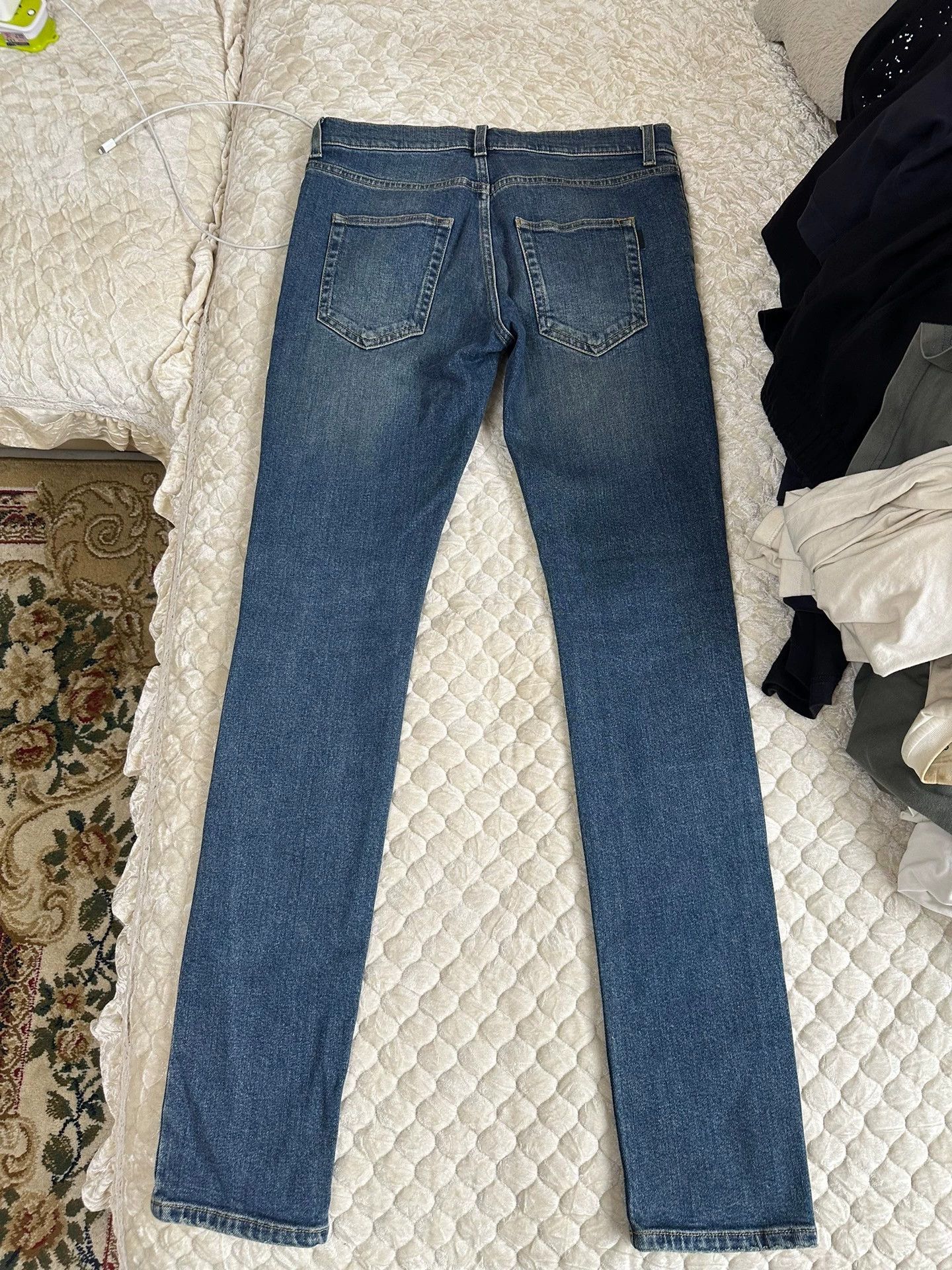 Saint Laurent Paris Saint Laurent Paris D02 Blue Knife Cut Jeans Size US 29 - 4 Thumbnail