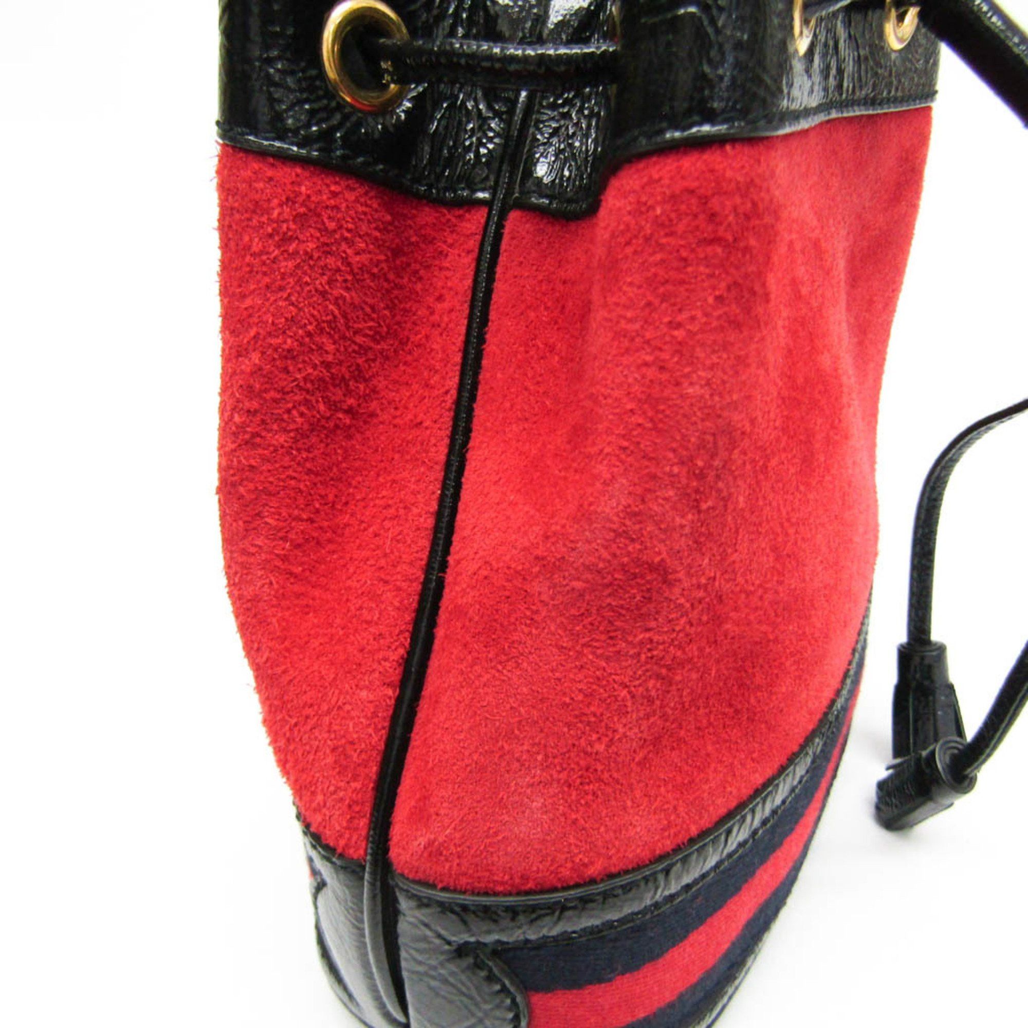 Gucci Drawstring Red Suede Shoulder Bag (Pre-Owned) Size ONE SIZE - 4 Thumbnail