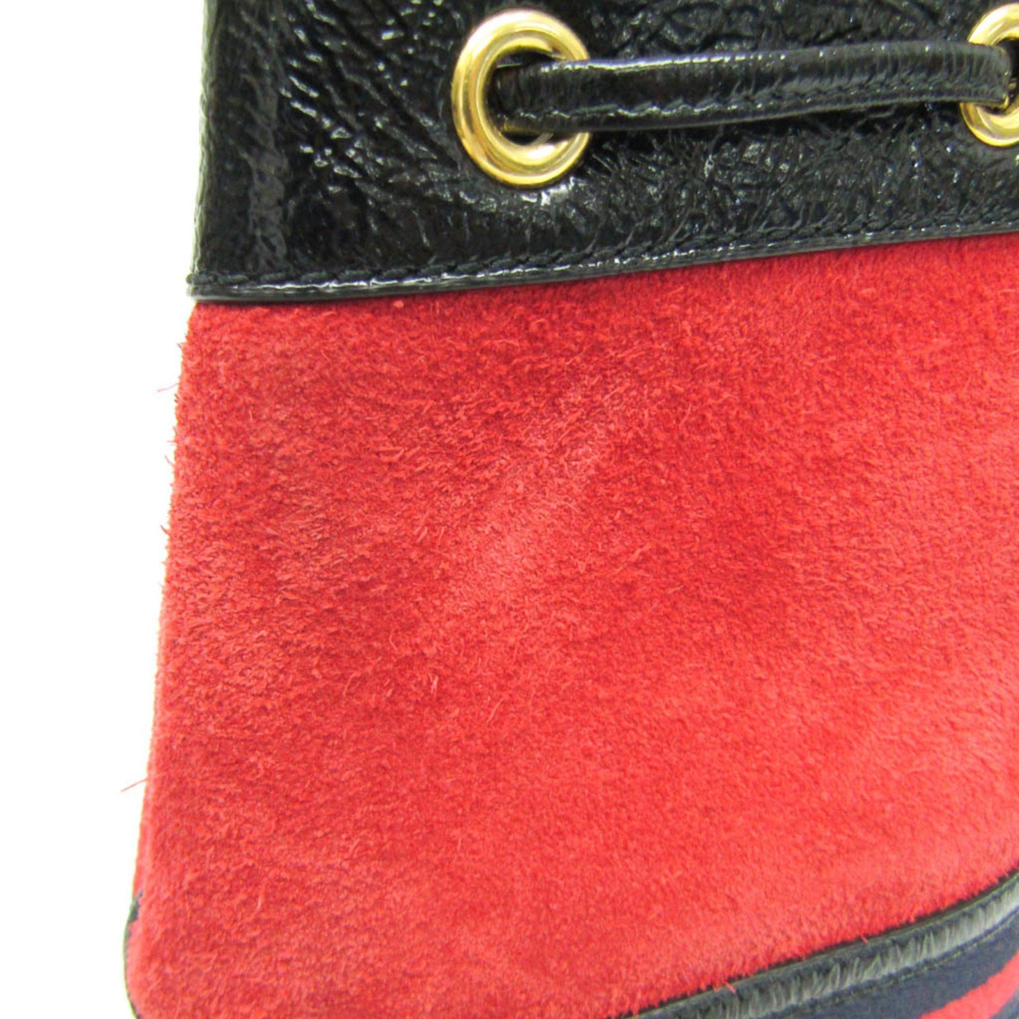 Gucci Drawstring Red Suede Shoulder Bag (Pre-Owned) Size ONE SIZE - 8 Thumbnail