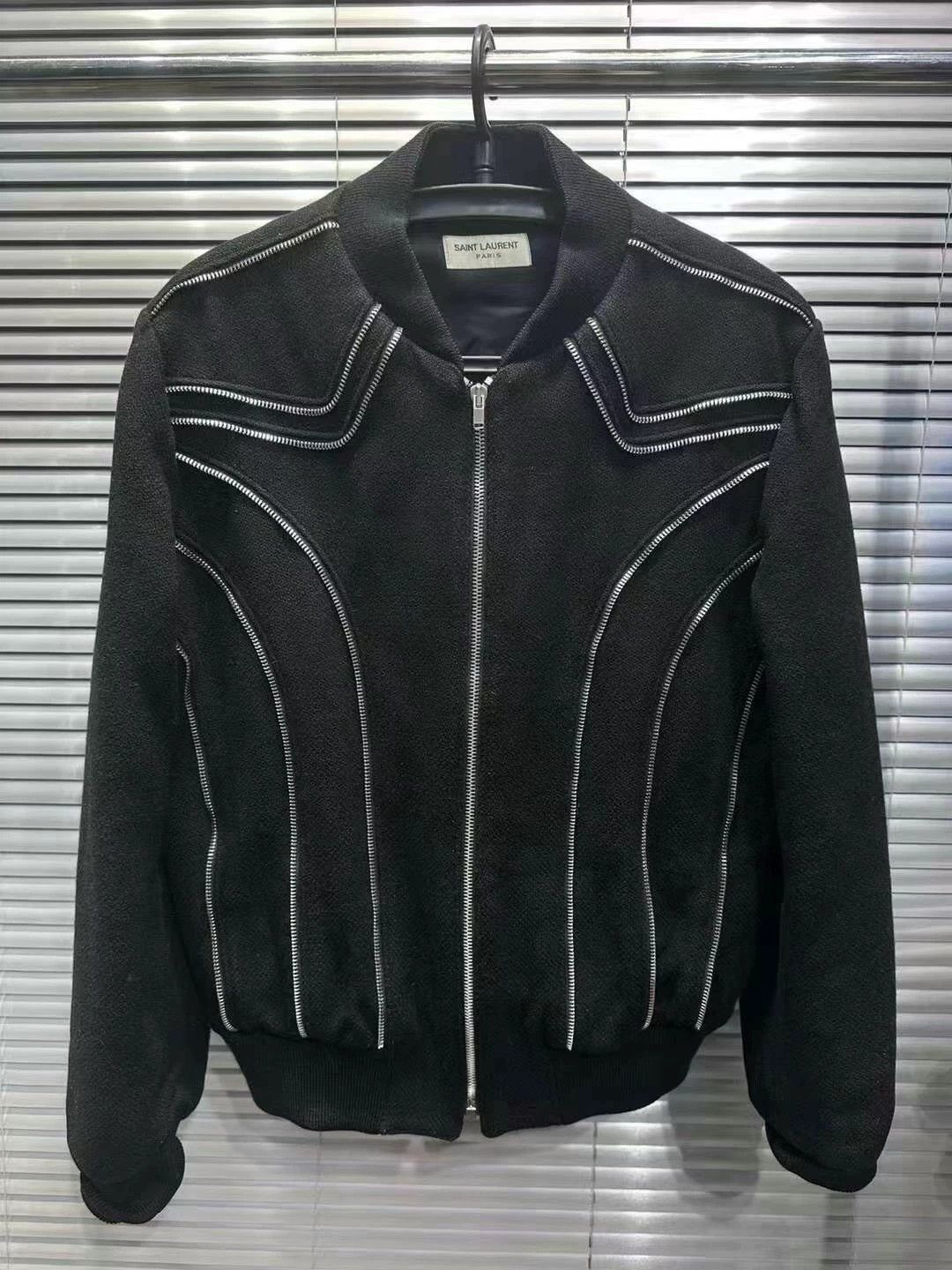 Saint Laurent Paris Saint Laurent Paris Multi zip black baseball jacket Size US M / EU 48-50 / 2 - 3 Thumbnail