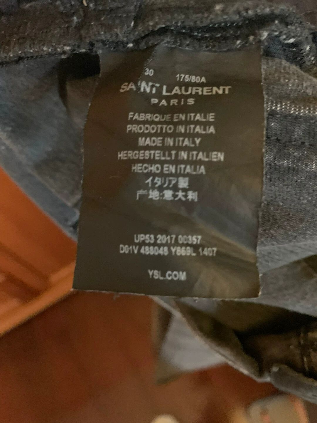 Saint Laurent Paris Charcoal gray men's straight leg jeans