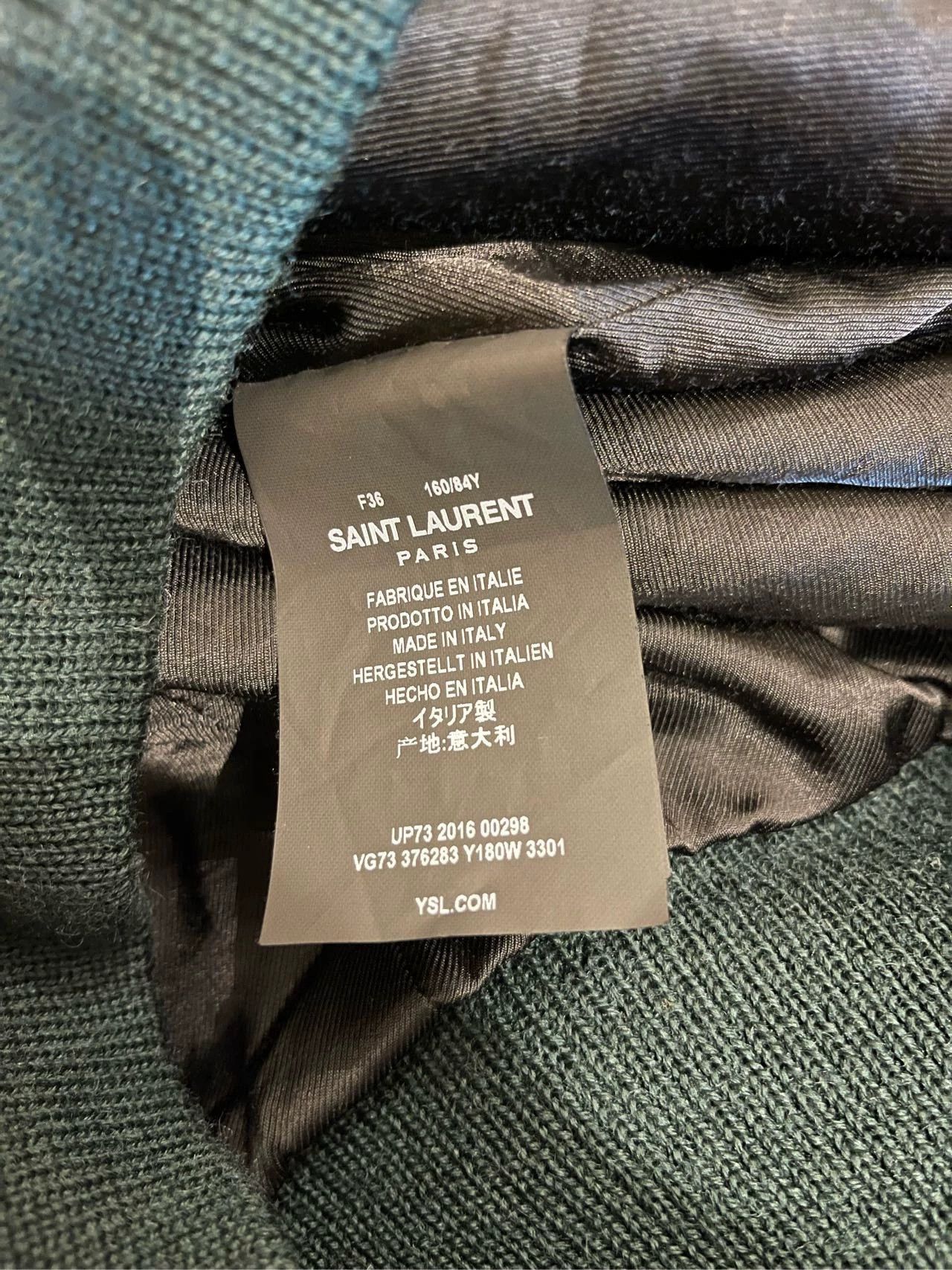 Saint Laurent Paris Saint Laurent Paris Dark green patchwork baseball jacket Size US XS / EU 42 / 0 - 4 Thumbnail