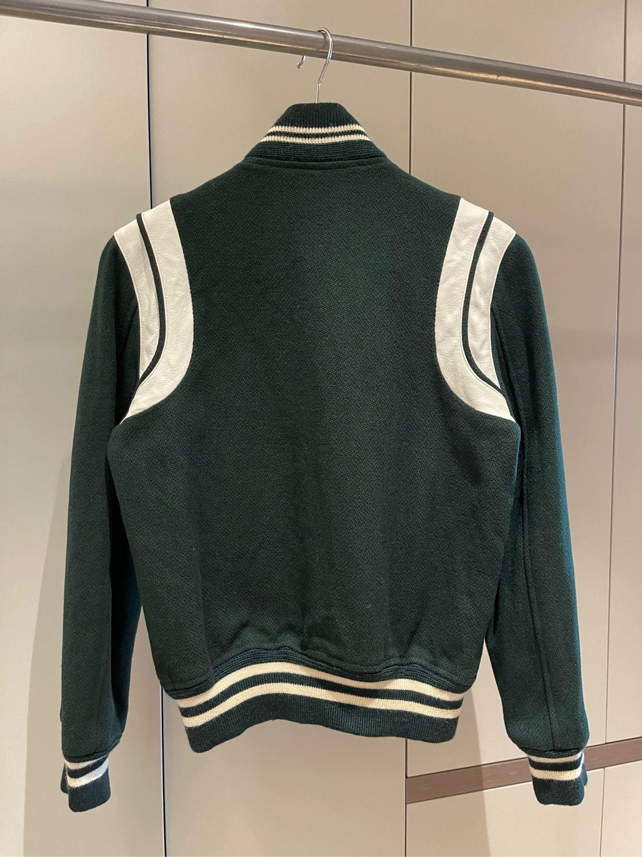 Saint Laurent Paris Saint Laurent Paris Dark green patchwork baseball jacket Size US XS / EU 42 / 0 - 2 Thumbnail