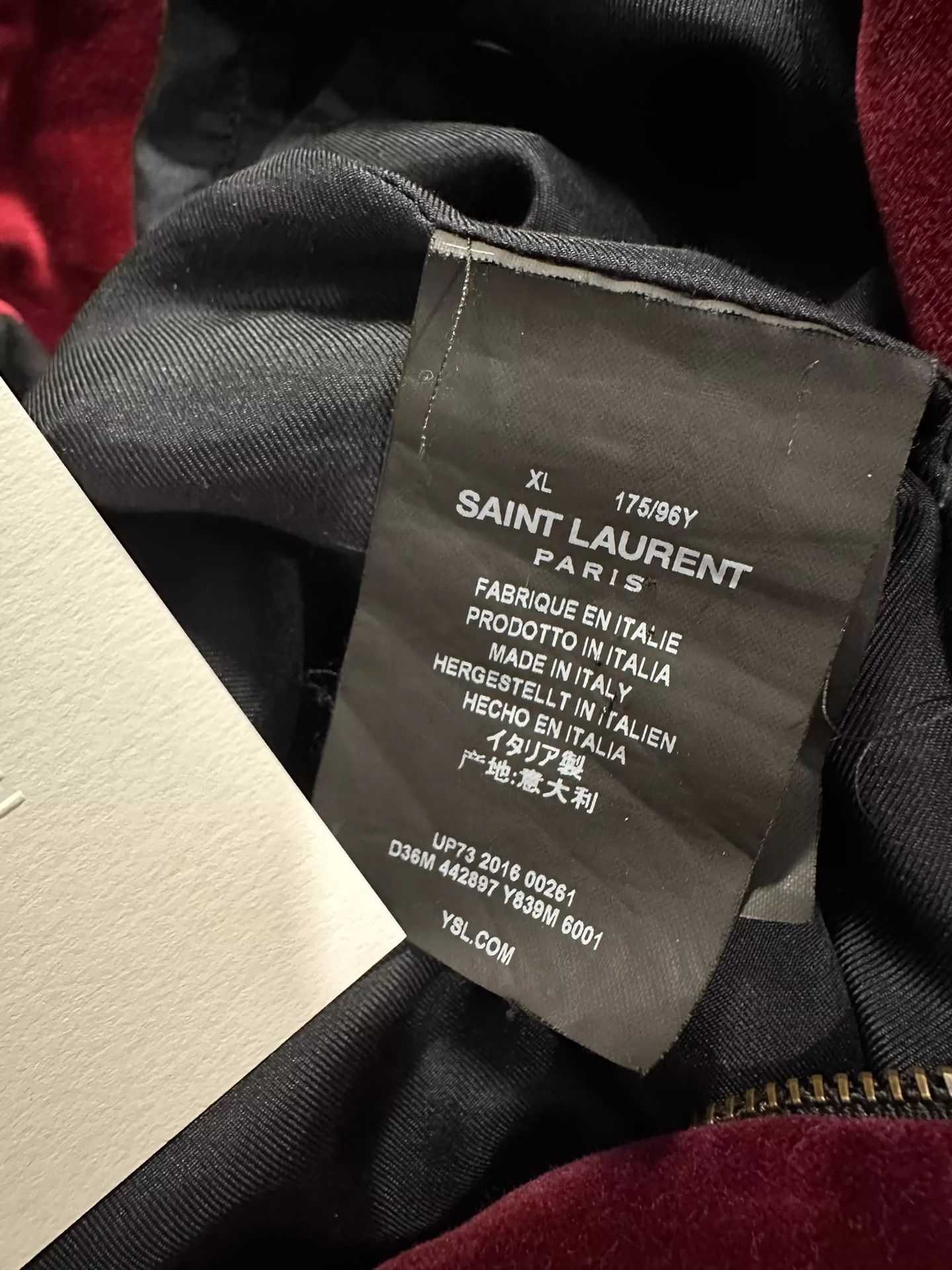 Saint Laurent Paris Saint Laurent Paris Red velvet note jacket Size US XL / EU 56 / 4 - 5 Thumbnail