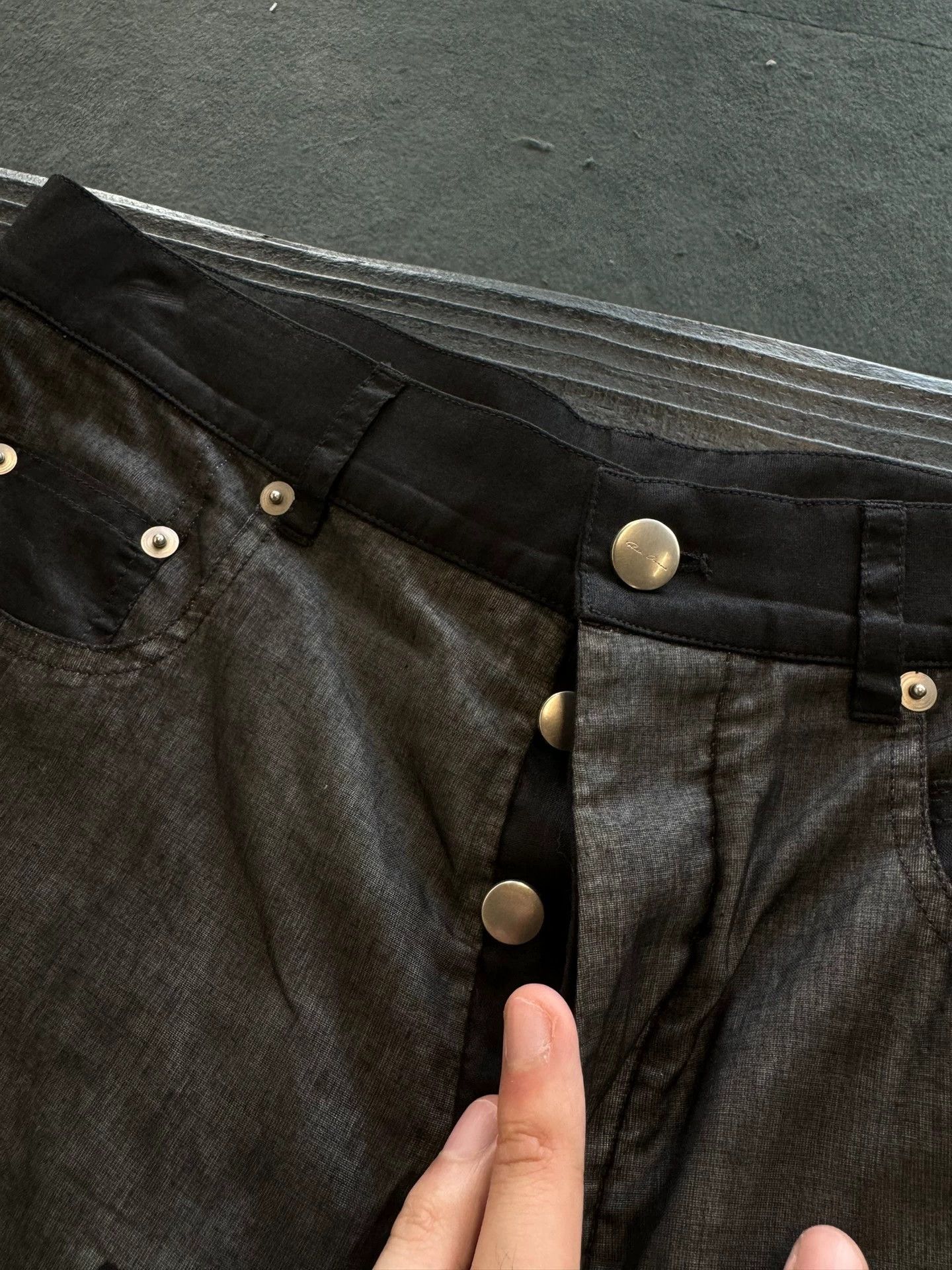 Rick Owens Rick Owens Black patchwork double-layer high waist micro-pull jeans Size US 32 / EU 48 - 5 Thumbnail