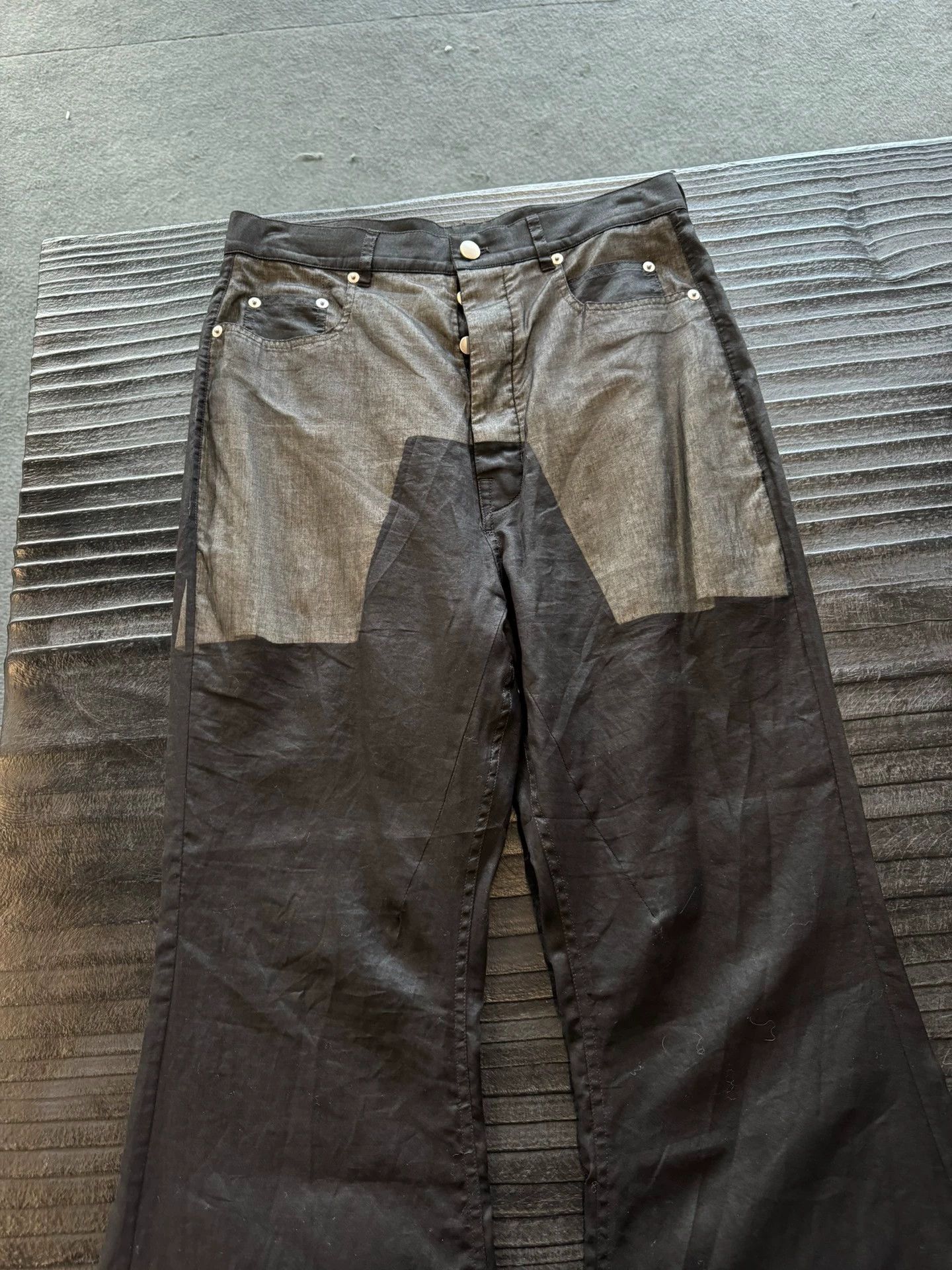 Rick Owens Rick Owens Black patchwork double-layer high waist micro-pull jeans Size US 32 / EU 48 - 4 Thumbnail