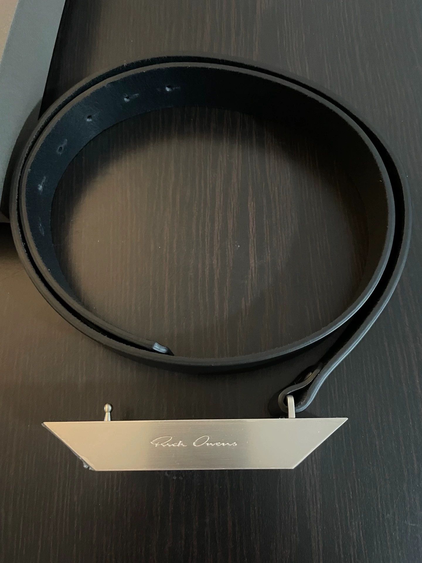 Rick Owens Rick Owens Metal inclined plane three-dimensional cowhide belt belt Size ONE SIZE - 3 Thumbnail