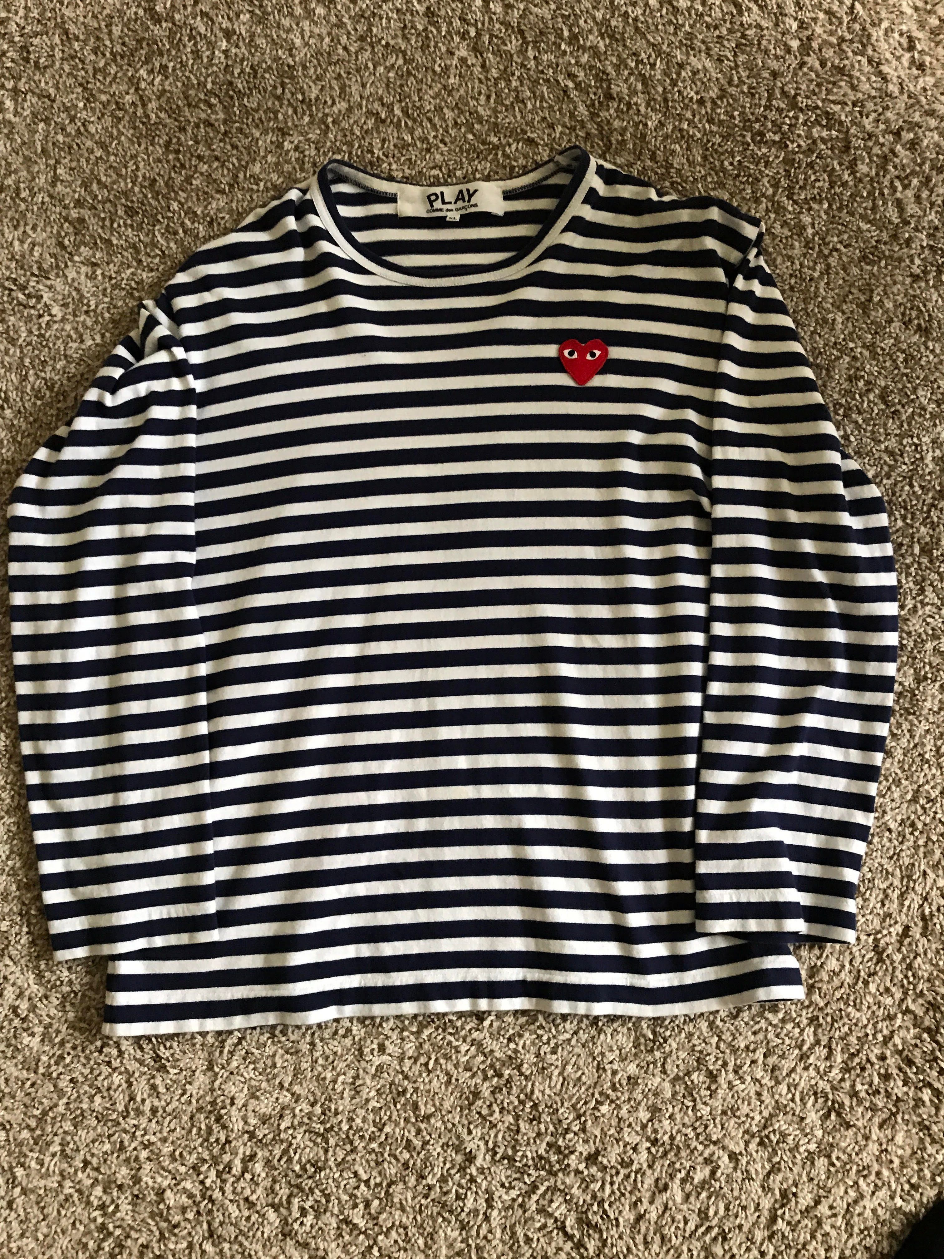 Comme Des Garcons Play Striped Longsleeve (Navy/White)