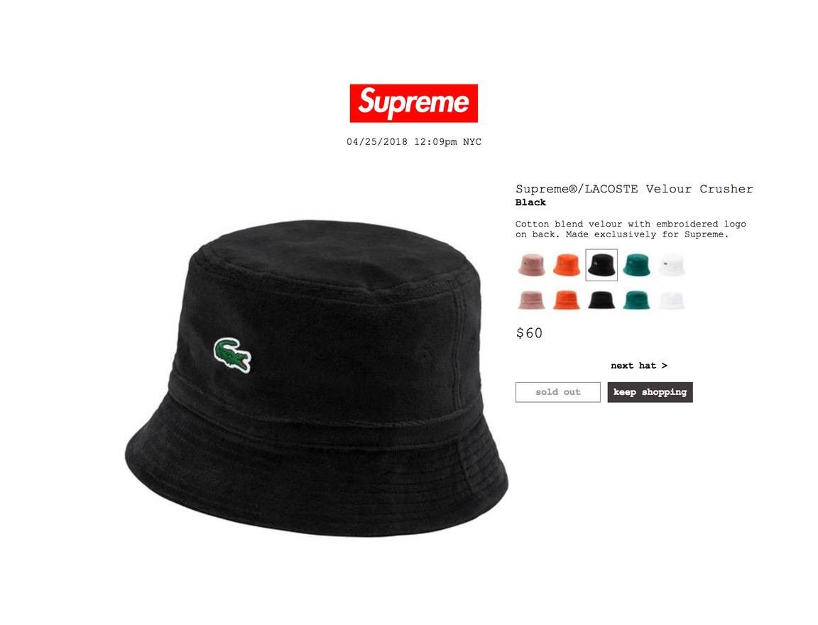 supreme lacoste velours hat-