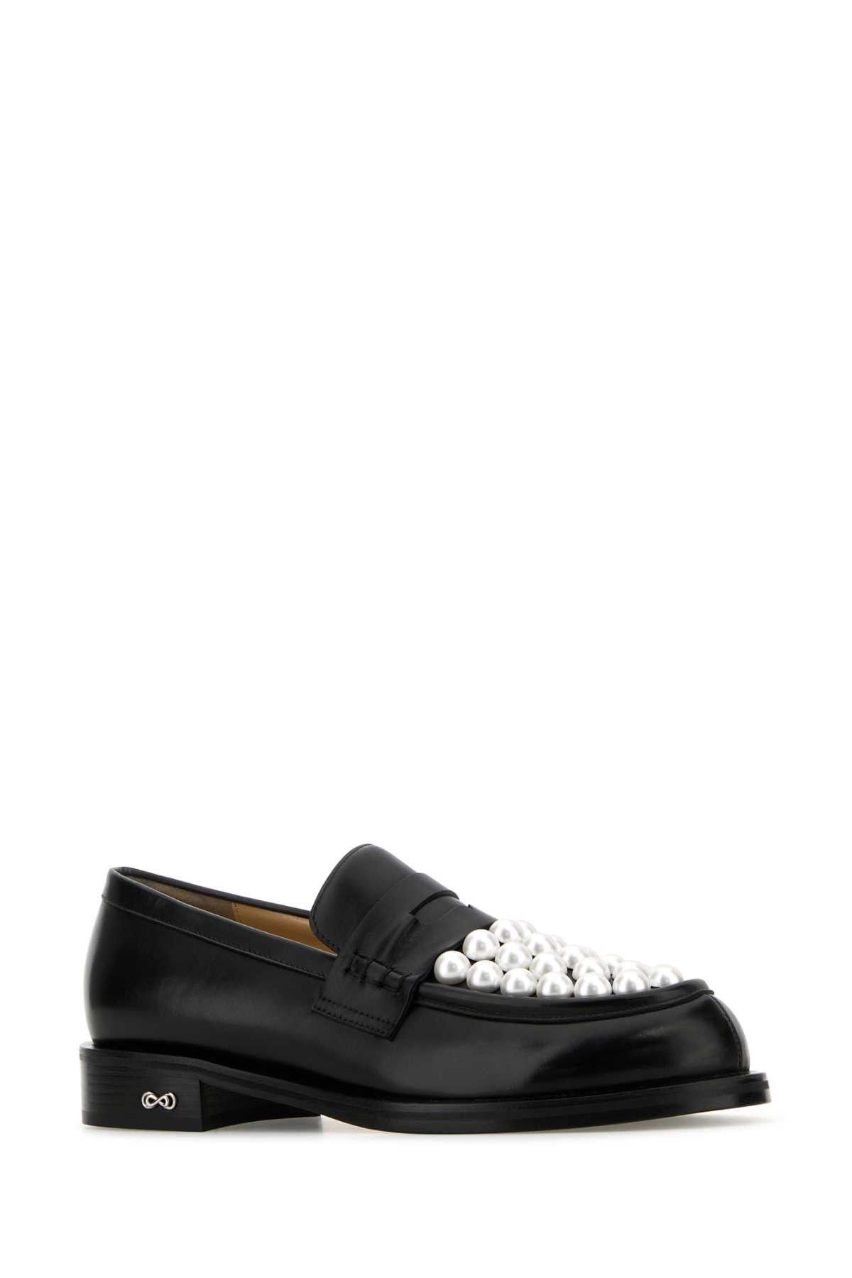 Black Leather Sirene Loafers