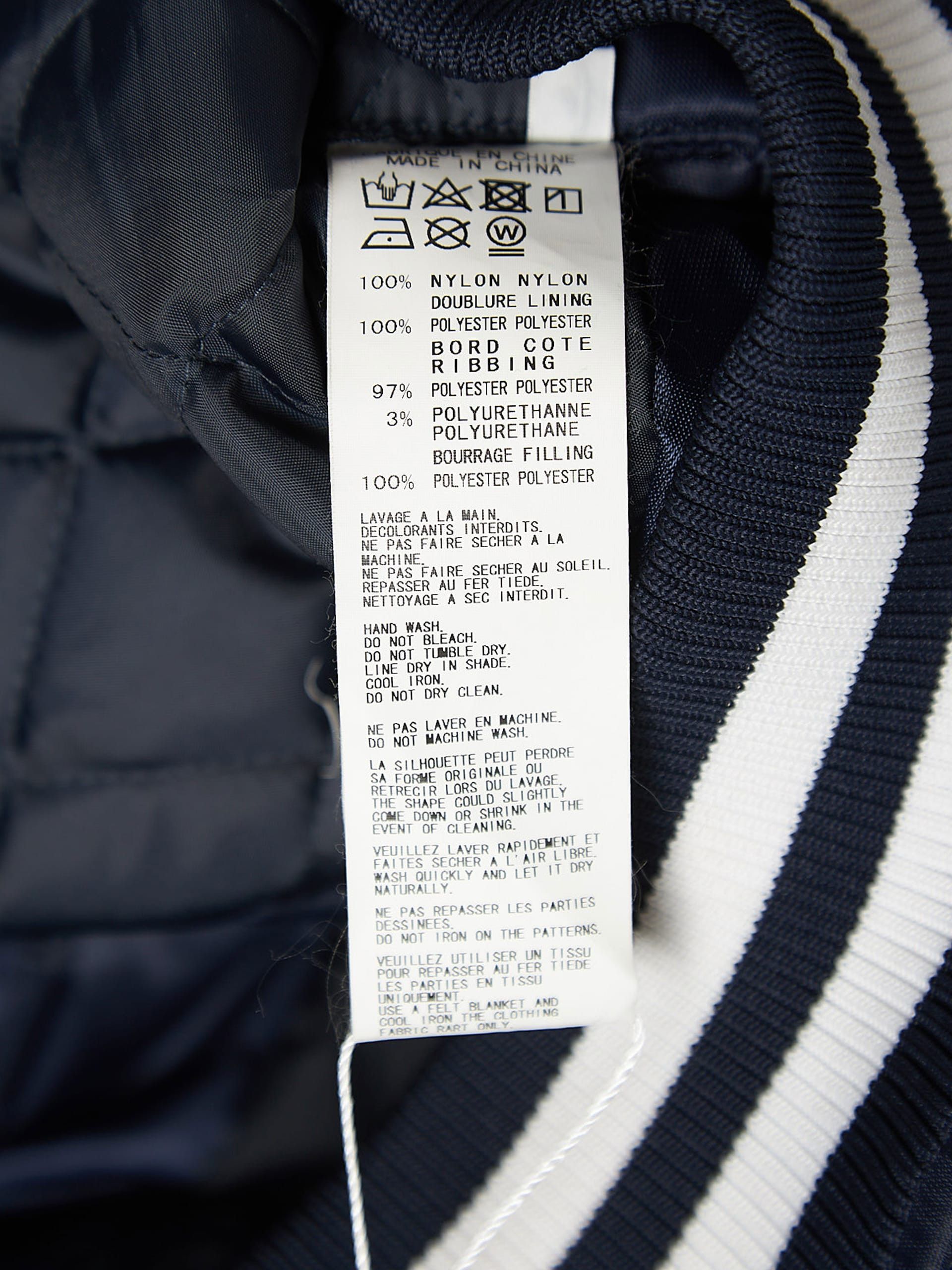 Yohji Yamamoto Navy Logo Embossed Back Printed Nylon Bomber Jacket 