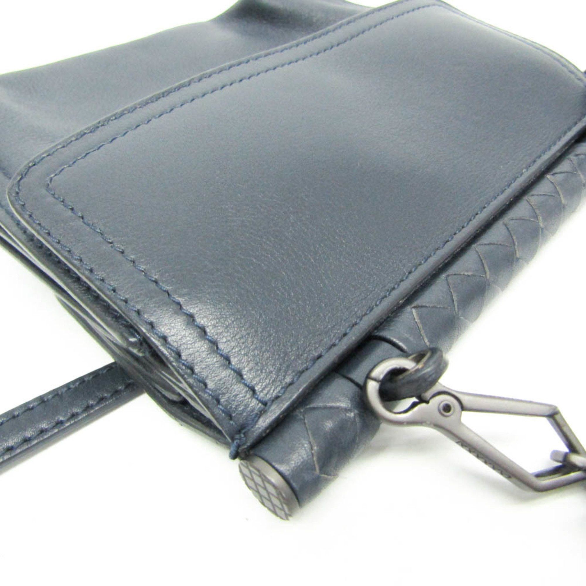 Bottega Veneta Bottega Veneta Intrecciato Mini Double Face Men,Women Leather Clutch Bag,Shoulder Bag Navy Size ONE SIZE - 5 Thumbnail