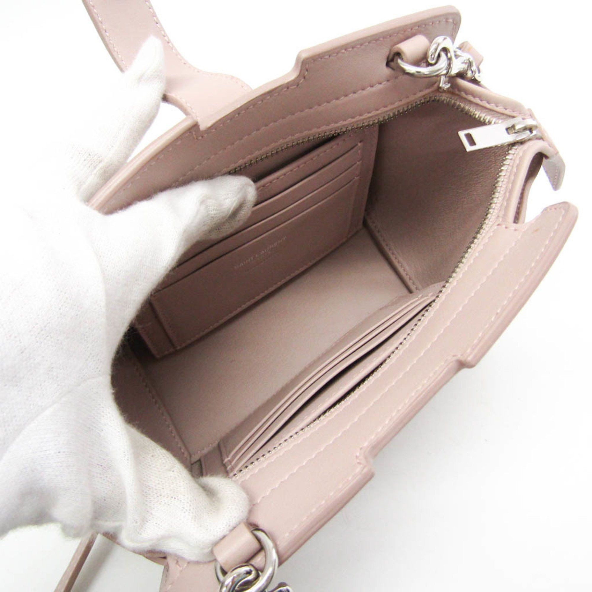 Yves Saint Laurent Yves Saint Laurent Toyca Bus 452322 Women's Leather Shoulder Bag Pink Beige Size ONE SIZE - 3 Thumbnail