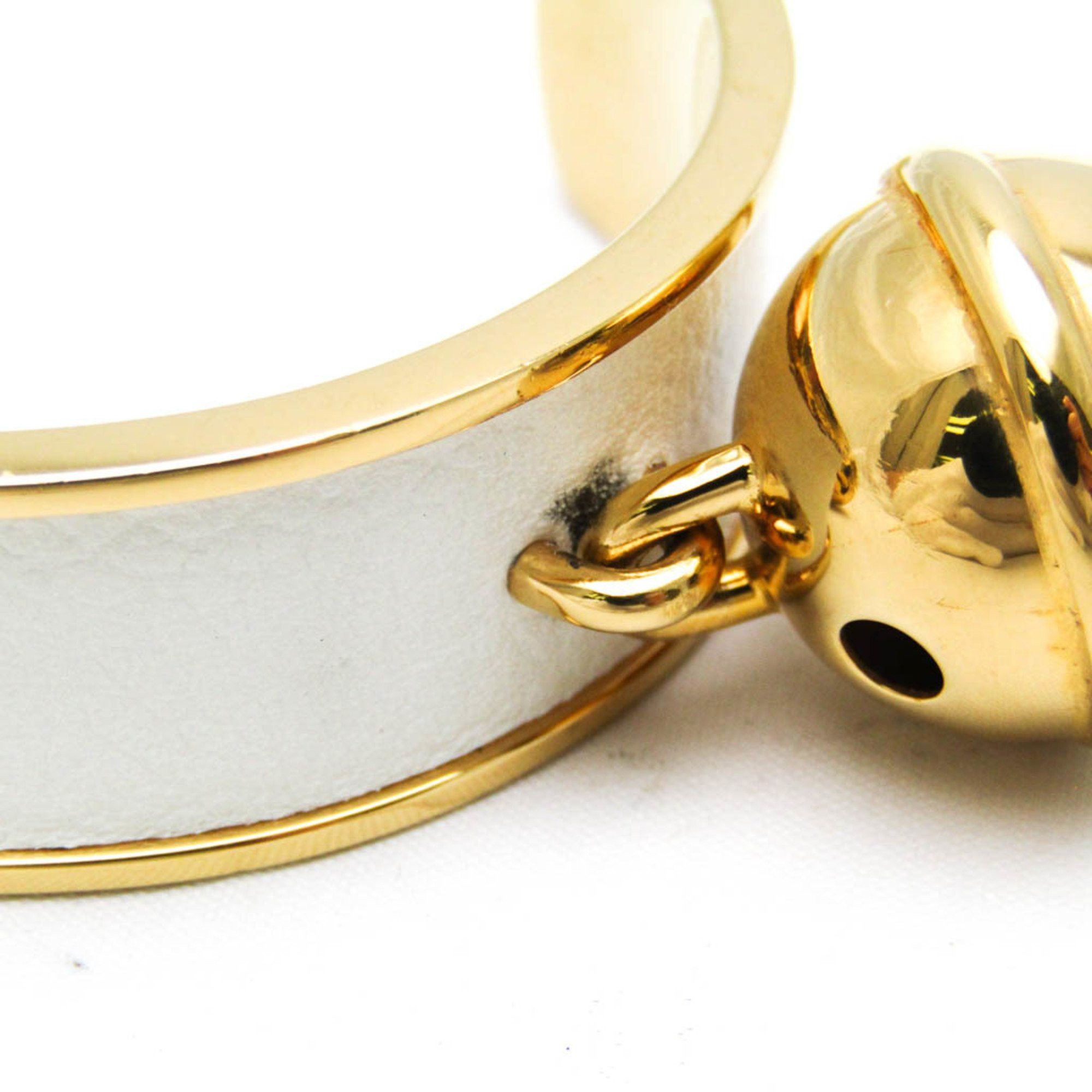 Hermes Hermes Bell Leather,Metal Bangle Gold,White Size ONE SIZE - 6 Thumbnail