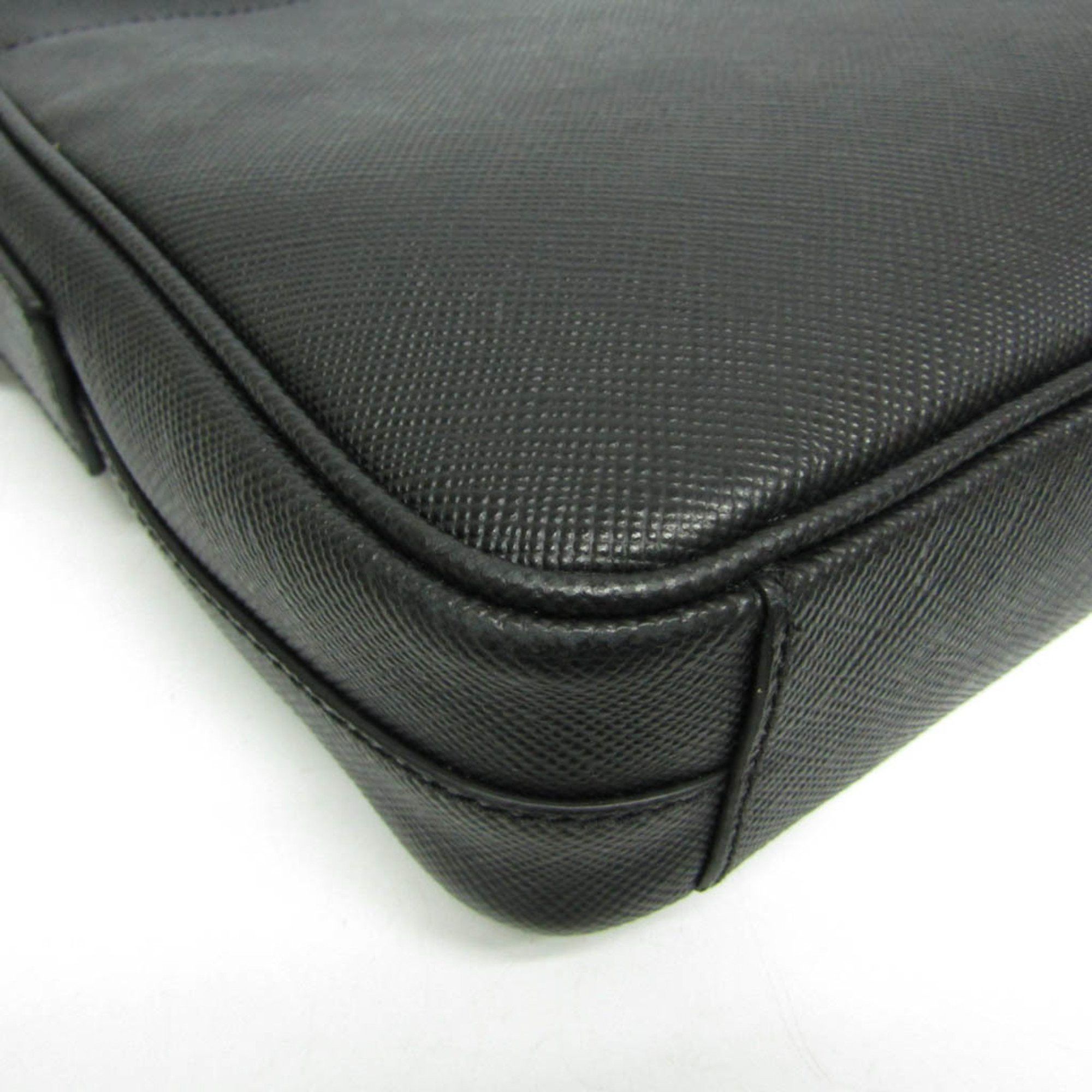 Prada Prada Saffiano Men's Leather Shoulder Bag Black Size ONE SIZE - 4 Thumbnail