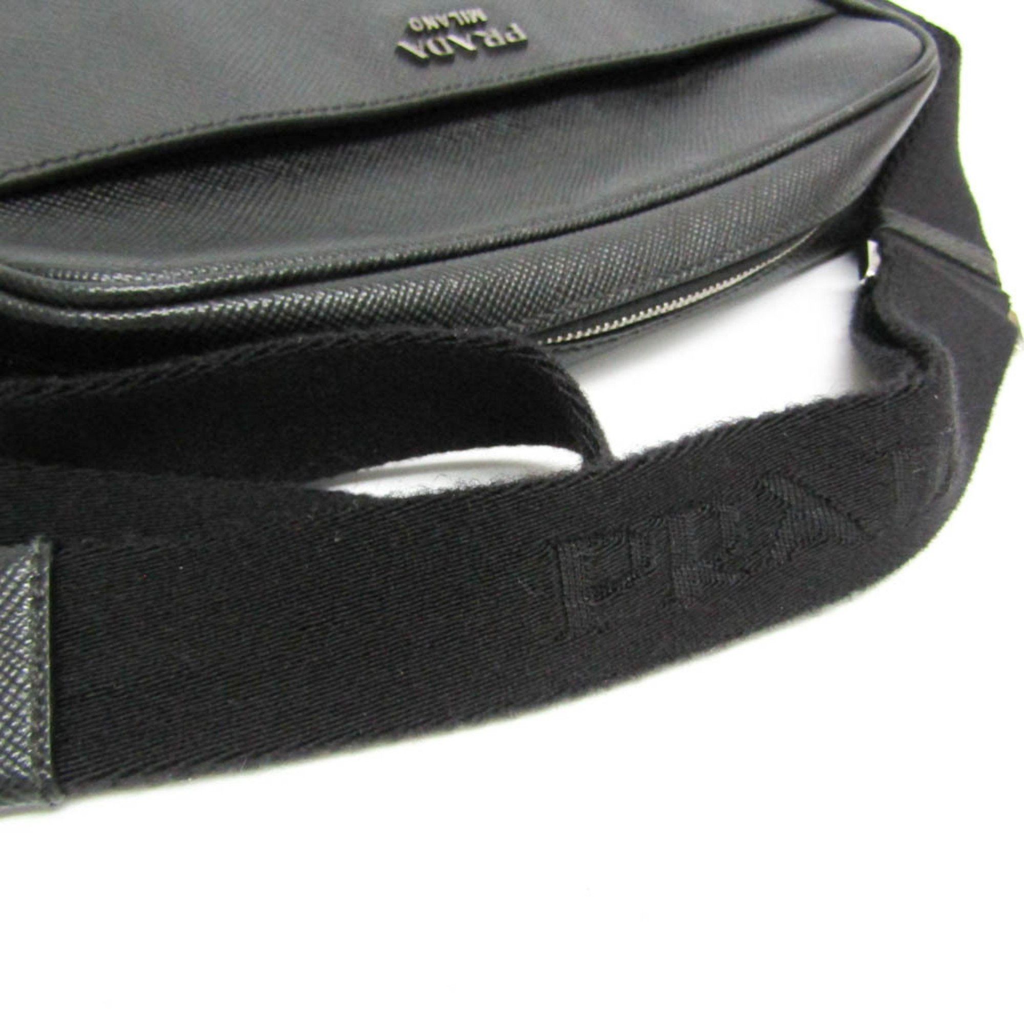 Prada Prada Saffiano Men's Leather Shoulder Bag Black Size ONE SIZE - 7 Thumbnail