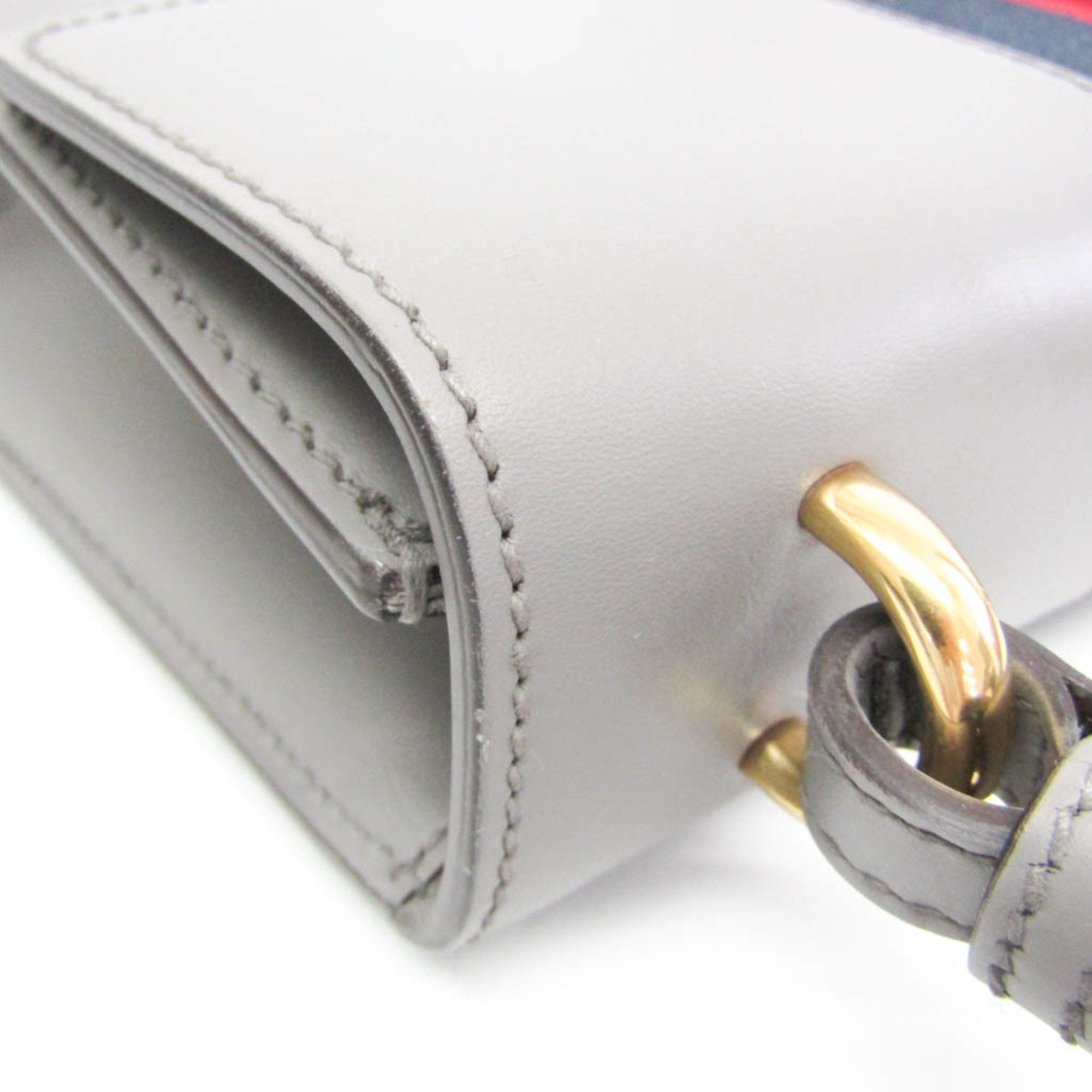Gucci Gucci Sylvie 421882 Women's Leather Shoulder Bag Gray Size ONE SIZE - 6 Thumbnail