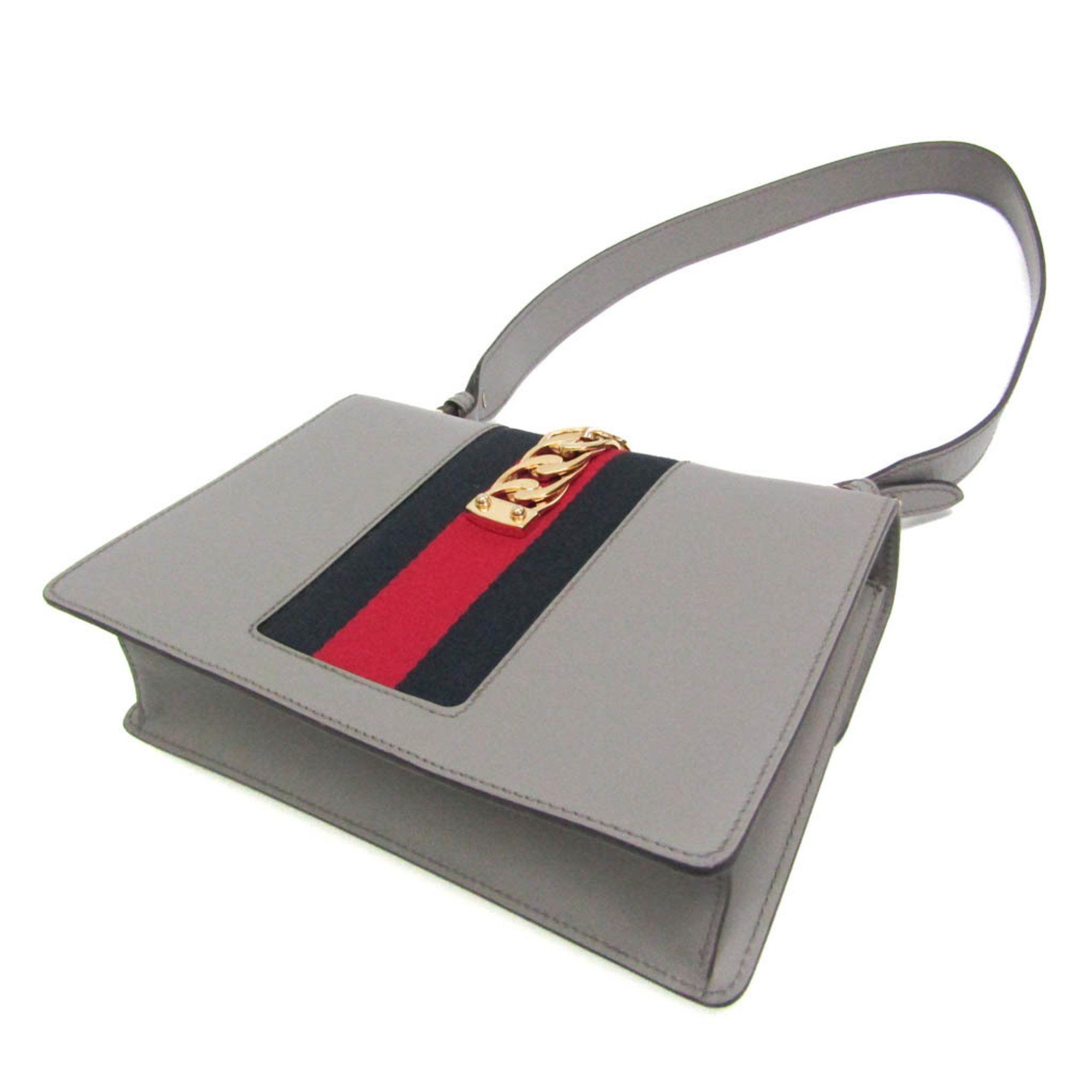 Gucci Gucci Sylvie 421882 Women's Leather Shoulder Bag Gray Size ONE SIZE - 2 Thumbnail