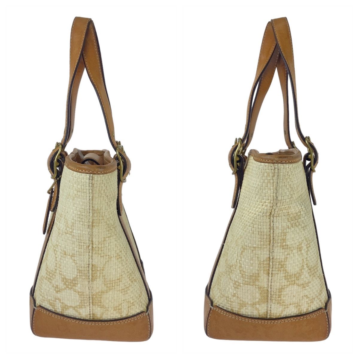 Coach Coach Coach Signature Straw/Leather Tote Bag Natural Material Tote Bag in Very Good Condition Size ONE SIZE - 9 Thumbnail