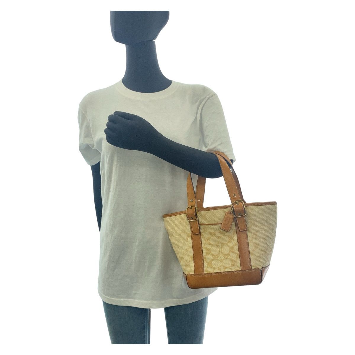 Coach Coach Coach Signature Straw/Leather Tote Bag Natural Material Tote Bag in Very Good Condition Size ONE SIZE - 8 Thumbnail