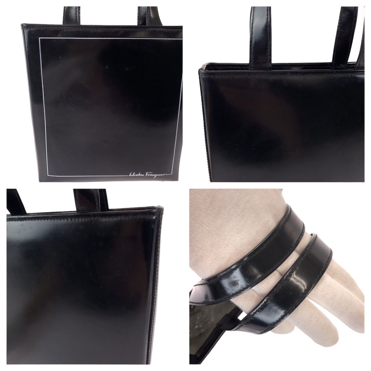 Salvatore Ferragamo Salvatore Ferragamo Salvatore Ferragamo Patent Leather Tote Bag Leather Tote Bag DJ218210 in Very Good Condition Size ONE SIZE - 5 Thumbnail