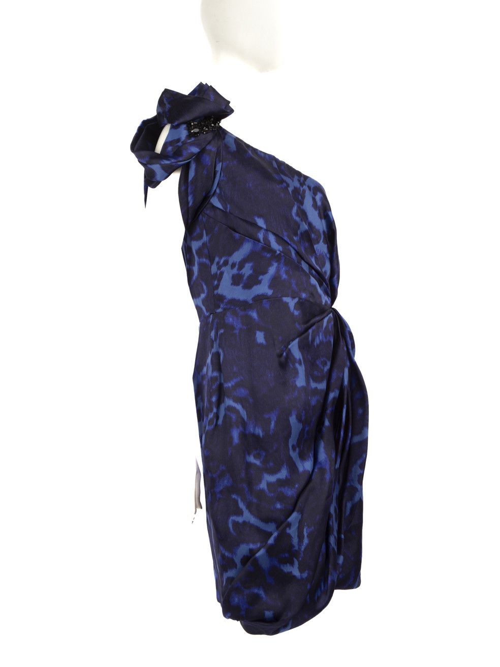 Marchesa Blue Silk Leopard Pattern Dress Size XL / US 12-14 / IT 48-50 - 2 Thumbnail