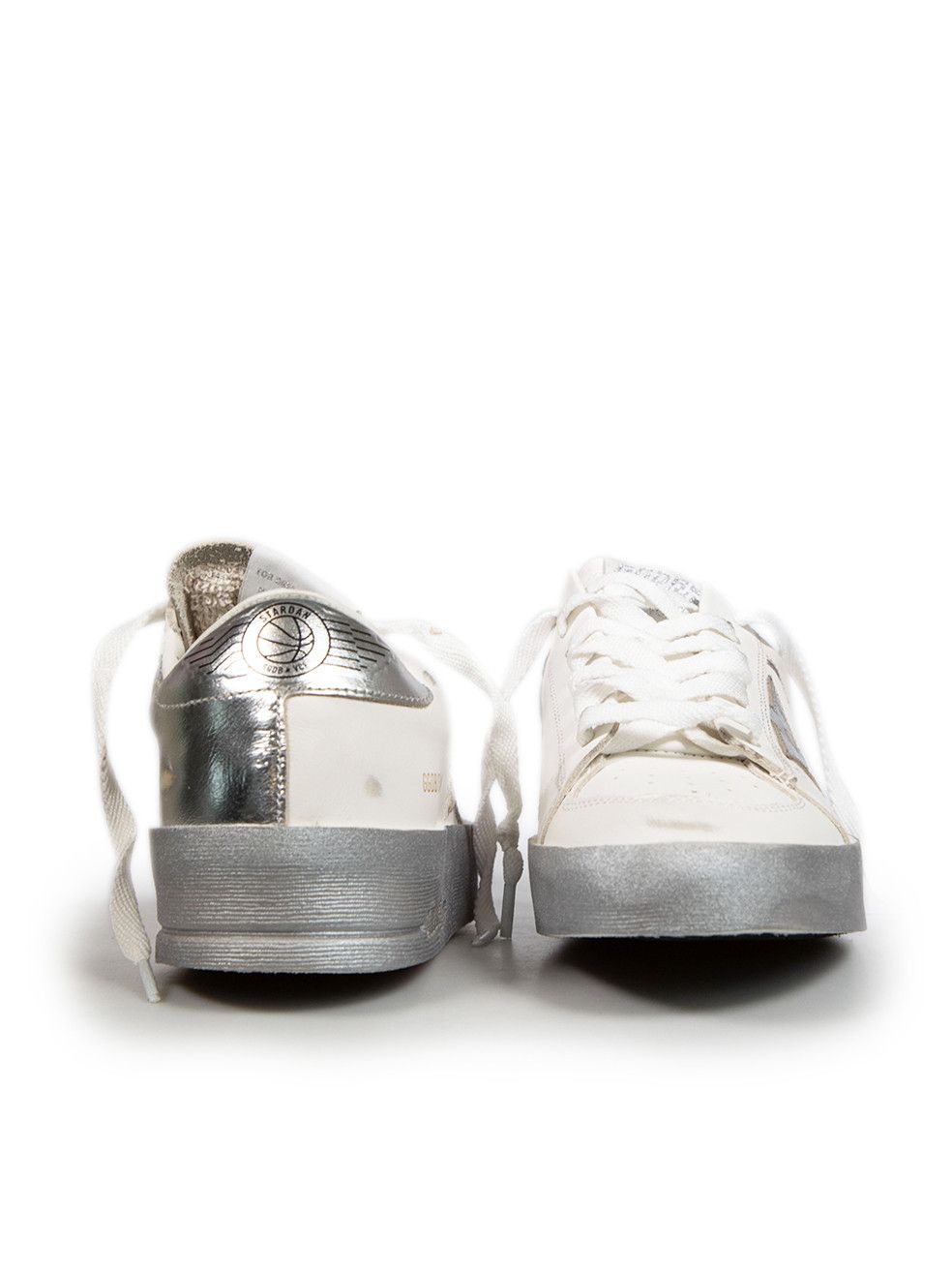 Golden Goose FW24 White Leather Silver Stardan Trainers Size US 6.5 / IT 36.5 - 3 Thumbnail