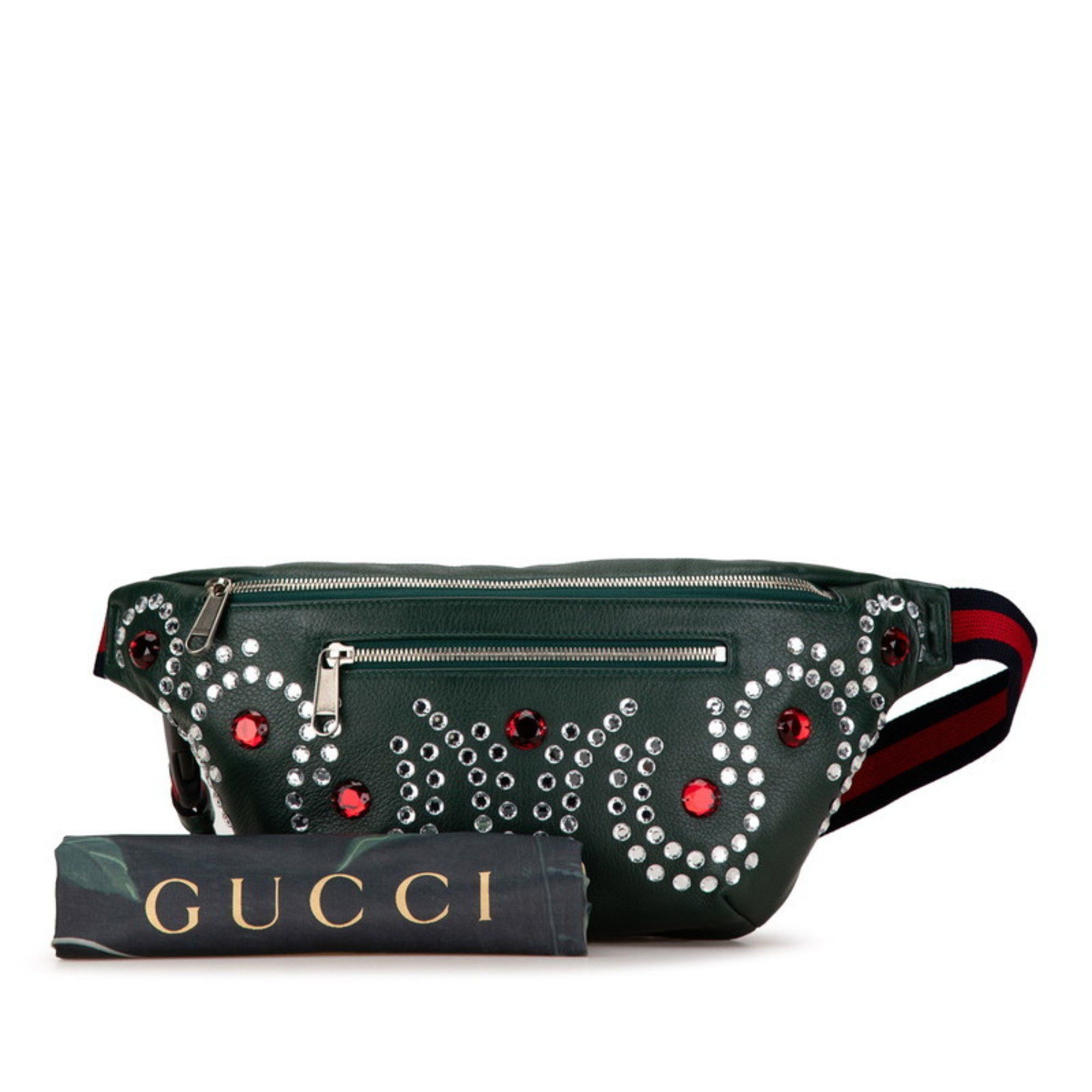Gucci Gucci Bijou Stone Body Bag Waist 484683 Moss Green Multicolor Leather Women's GUCCI Size ONE SIZE - 11 Thumbnail
