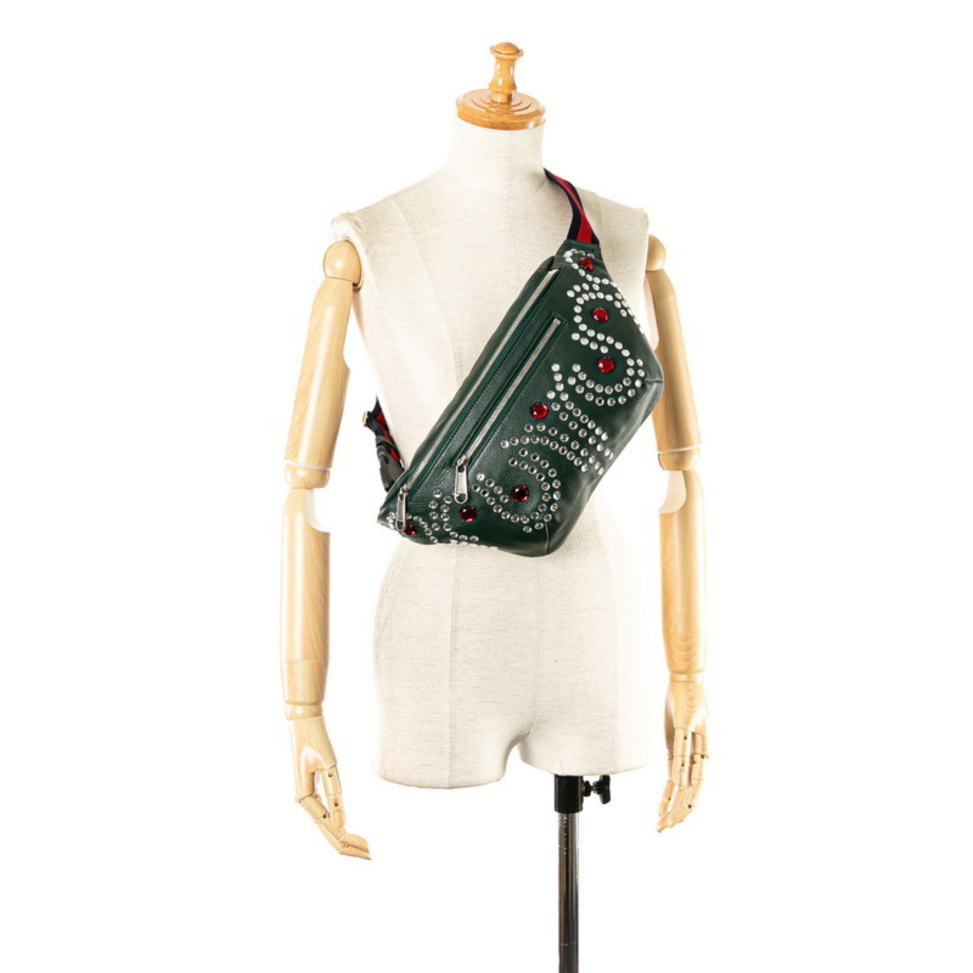 Gucci Gucci Bijou Stone Body Bag Waist 484683 Moss Green Multicolor Leather Women's GUCCI Size ONE SIZE - 12 Thumbnail